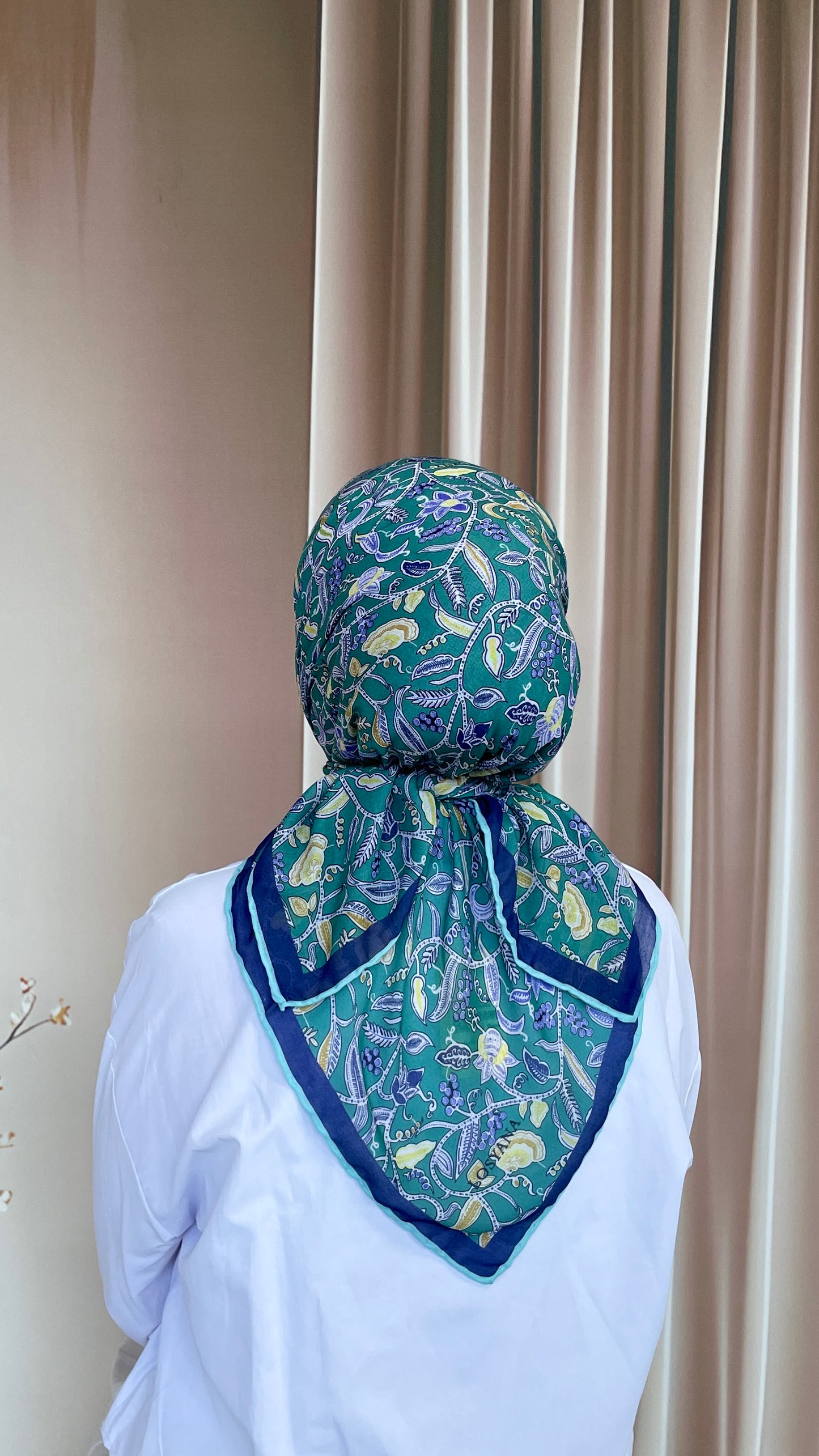 Sarmaşık Desen Pamuk Soft Eşarp Aqua