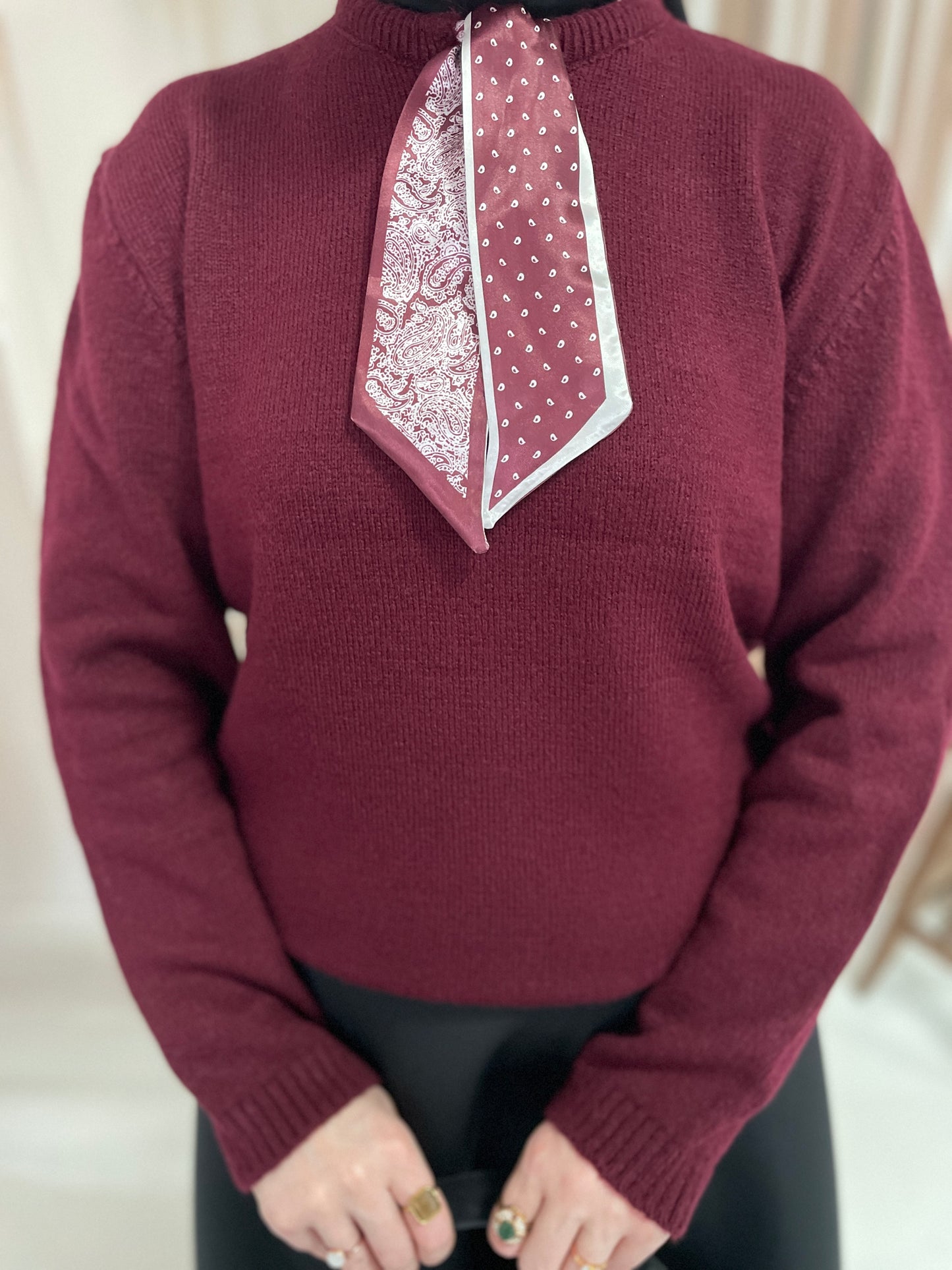 Flar Tasarım Peluş Kazak Bordo