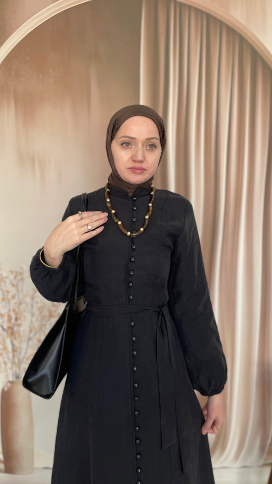 Premium Britli Elbise Siyah