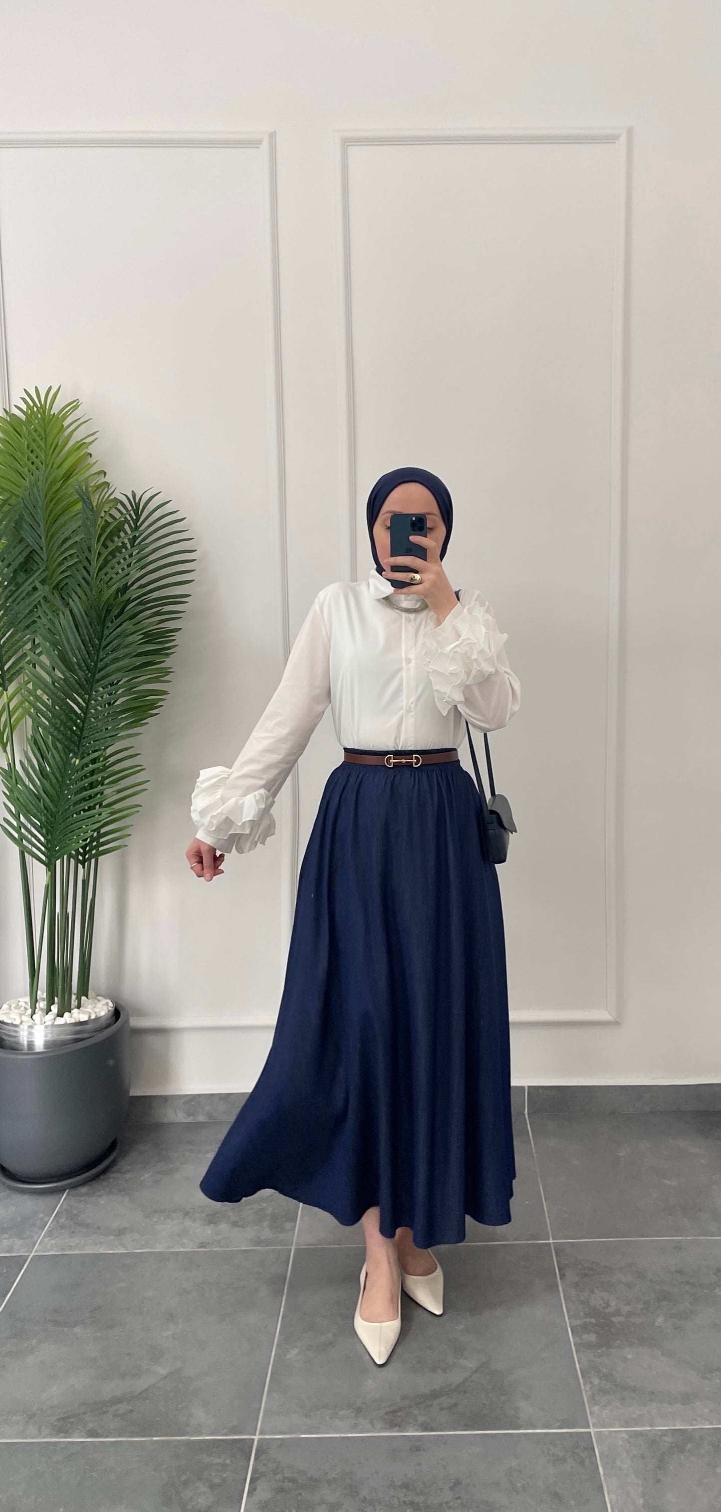 Çilek Kol Tasarım Gömlek-Ekru