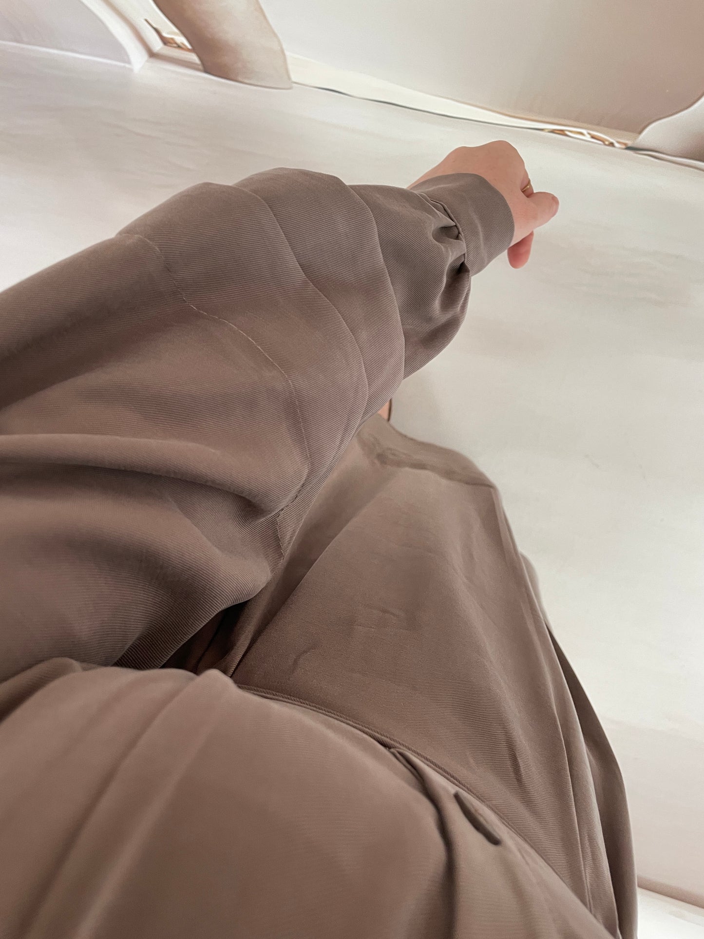 Nervürlü Koton Elbise Vizon