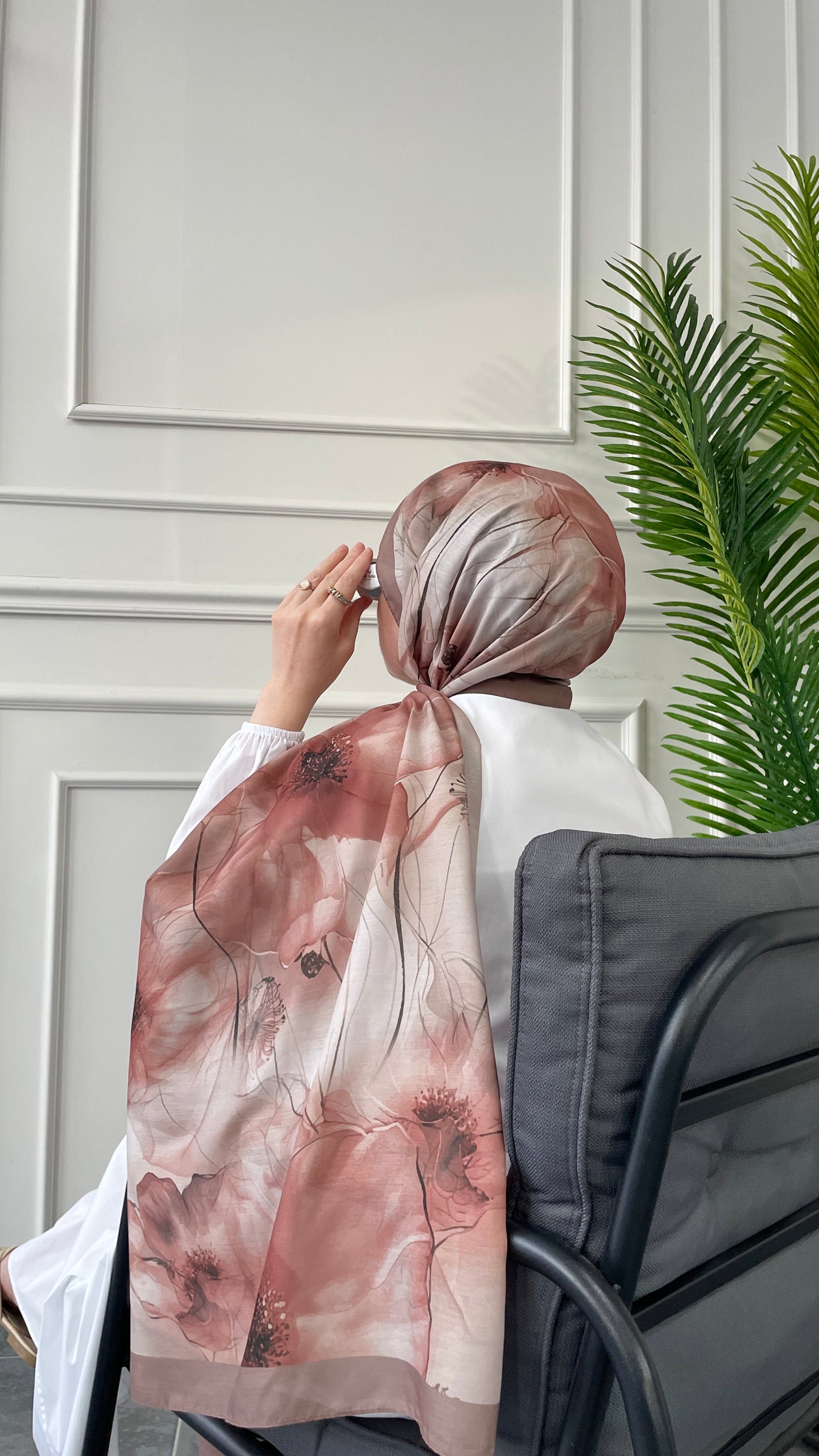 Pamuk Soft Hibiscus Şal Vizon