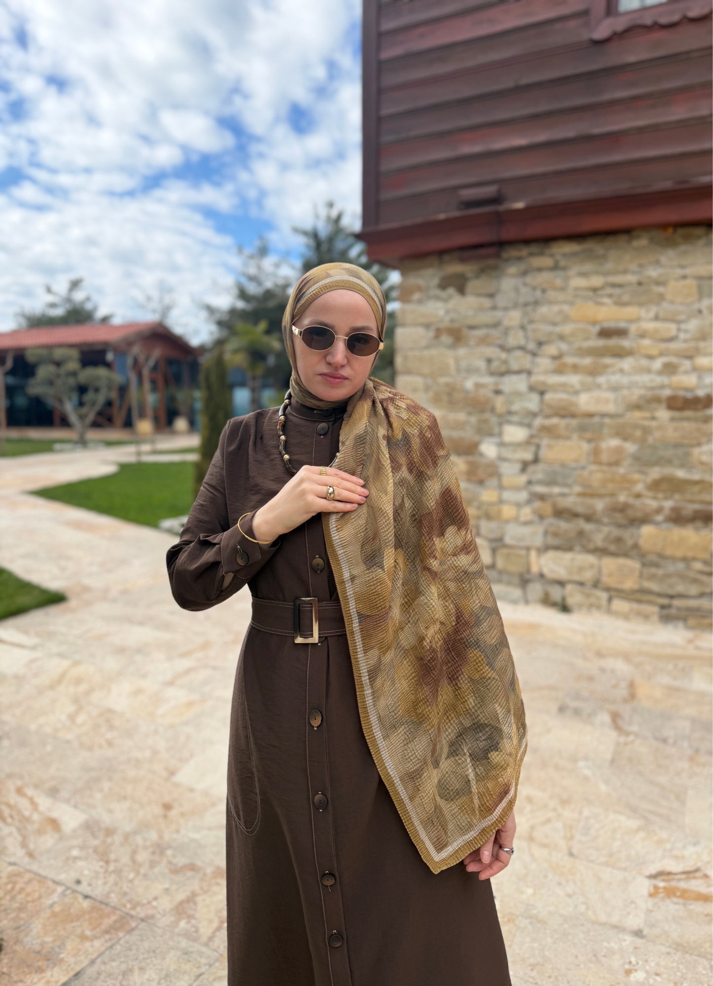 Lotus Müslin Şal Yağ Yeşili