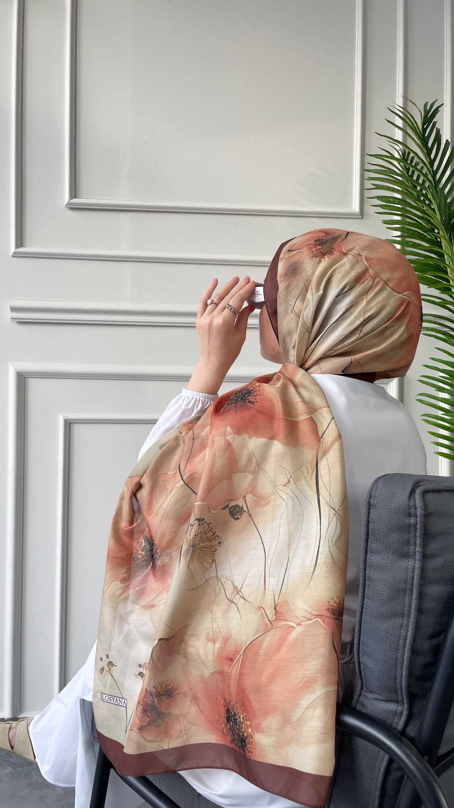 Pamuk Soft Hibiscus Şal Kahve