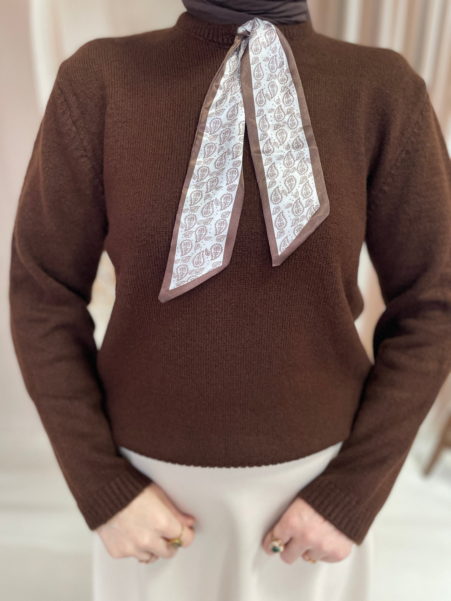 Flar Tasarım Peluş Kazak Acı Kahve