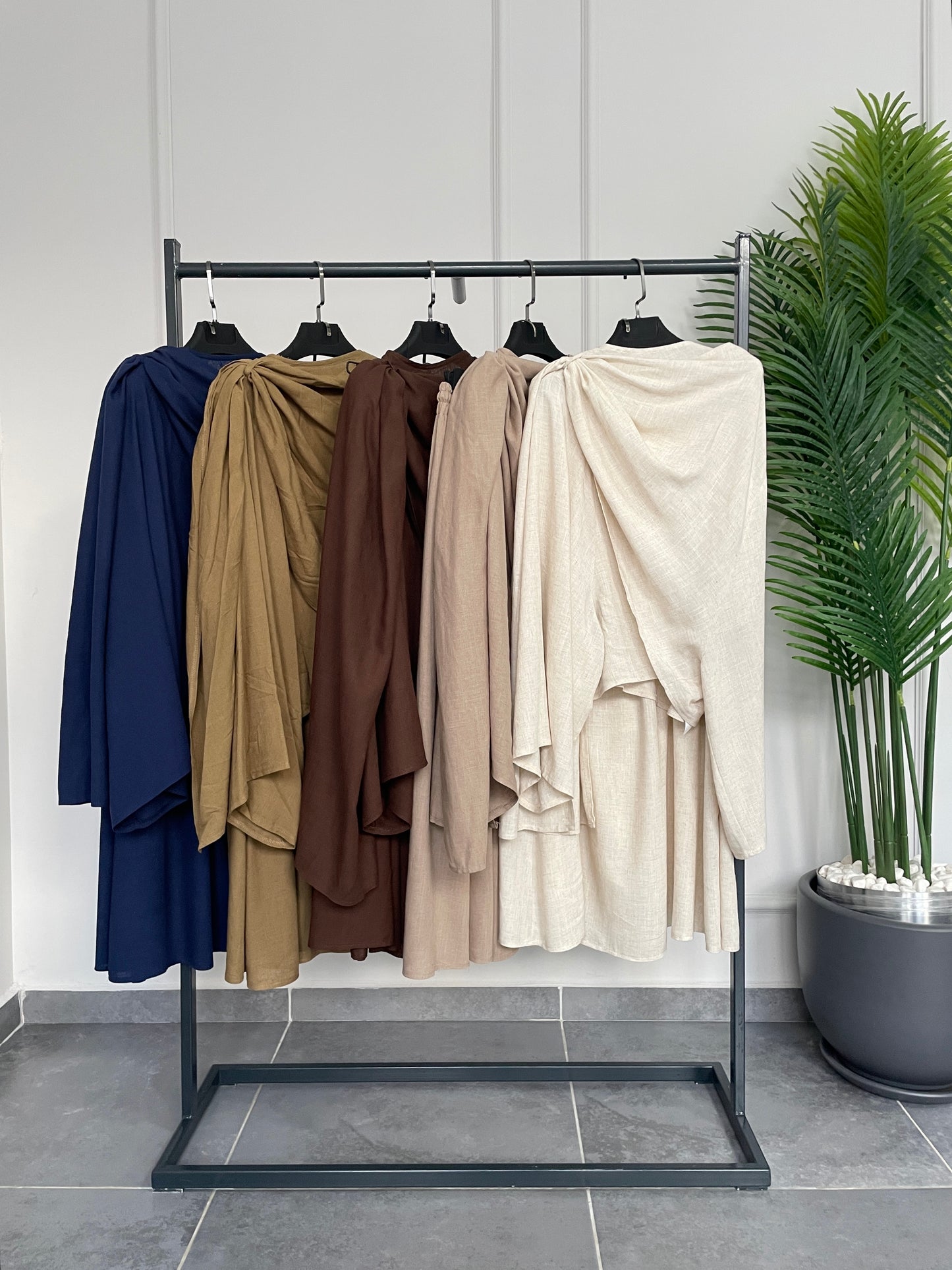 Pelerin Tasarım Ham Keten Etekli Takım-Vizon