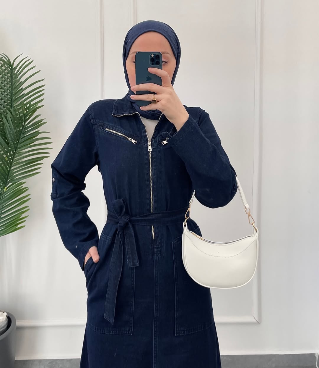 Premium Denim Elbise Lacivert