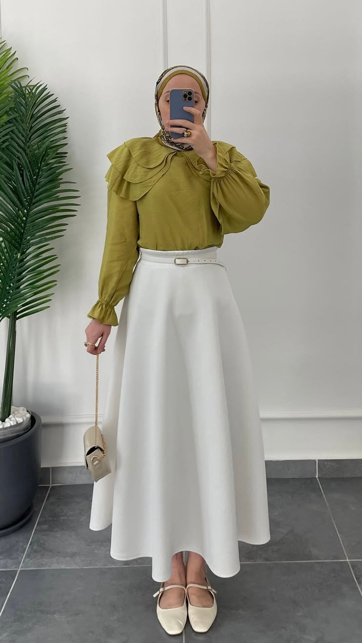 Scuba Kloş Etek-Beyaz