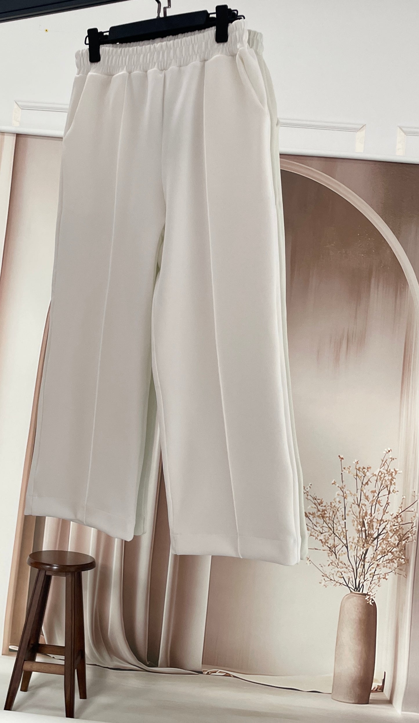 Bilek Boy Çımalı Scuba Palazzo Beyaz