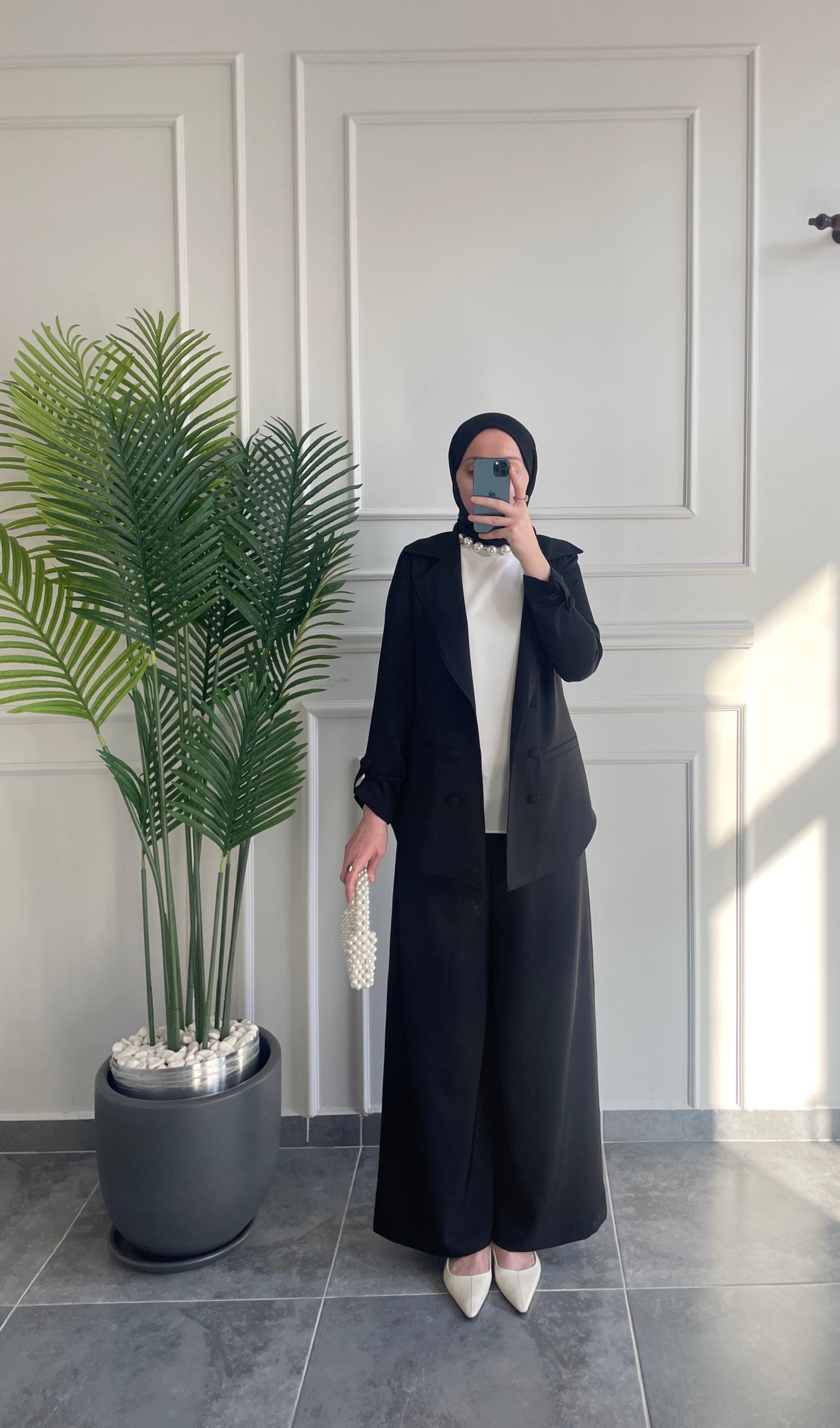 Ceket Etek Pantolon&İçlik 3’lü Takım-Siyah