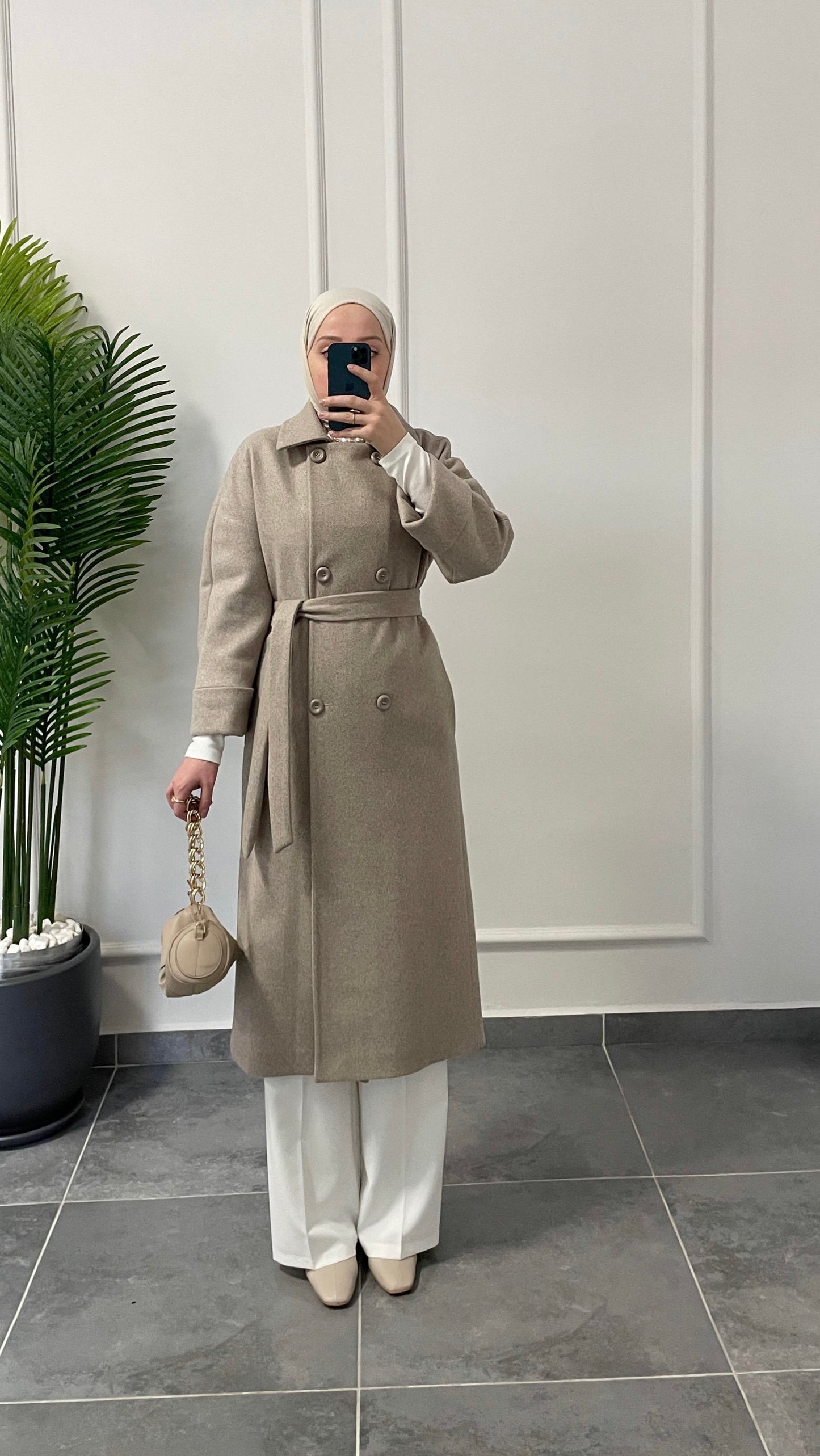 Kimono Tasarım Kaşe Kaban Taş