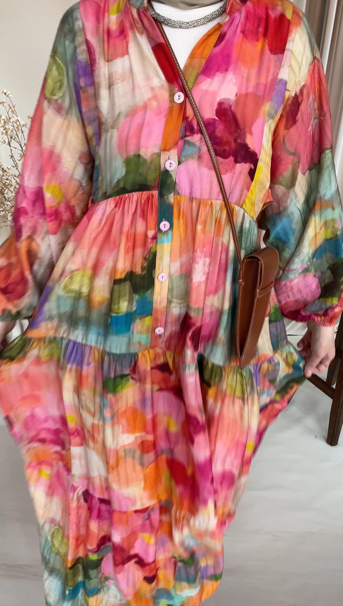 Mango Sulu boya Desen Elbise