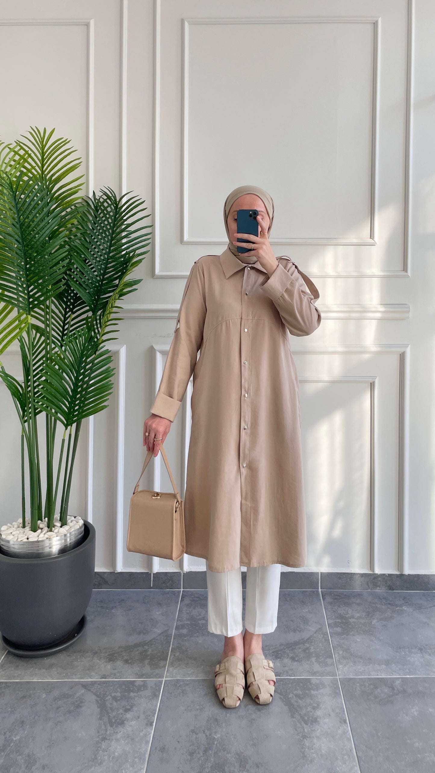 Cupra Çıtçıt Kapamalı Kap-Bej