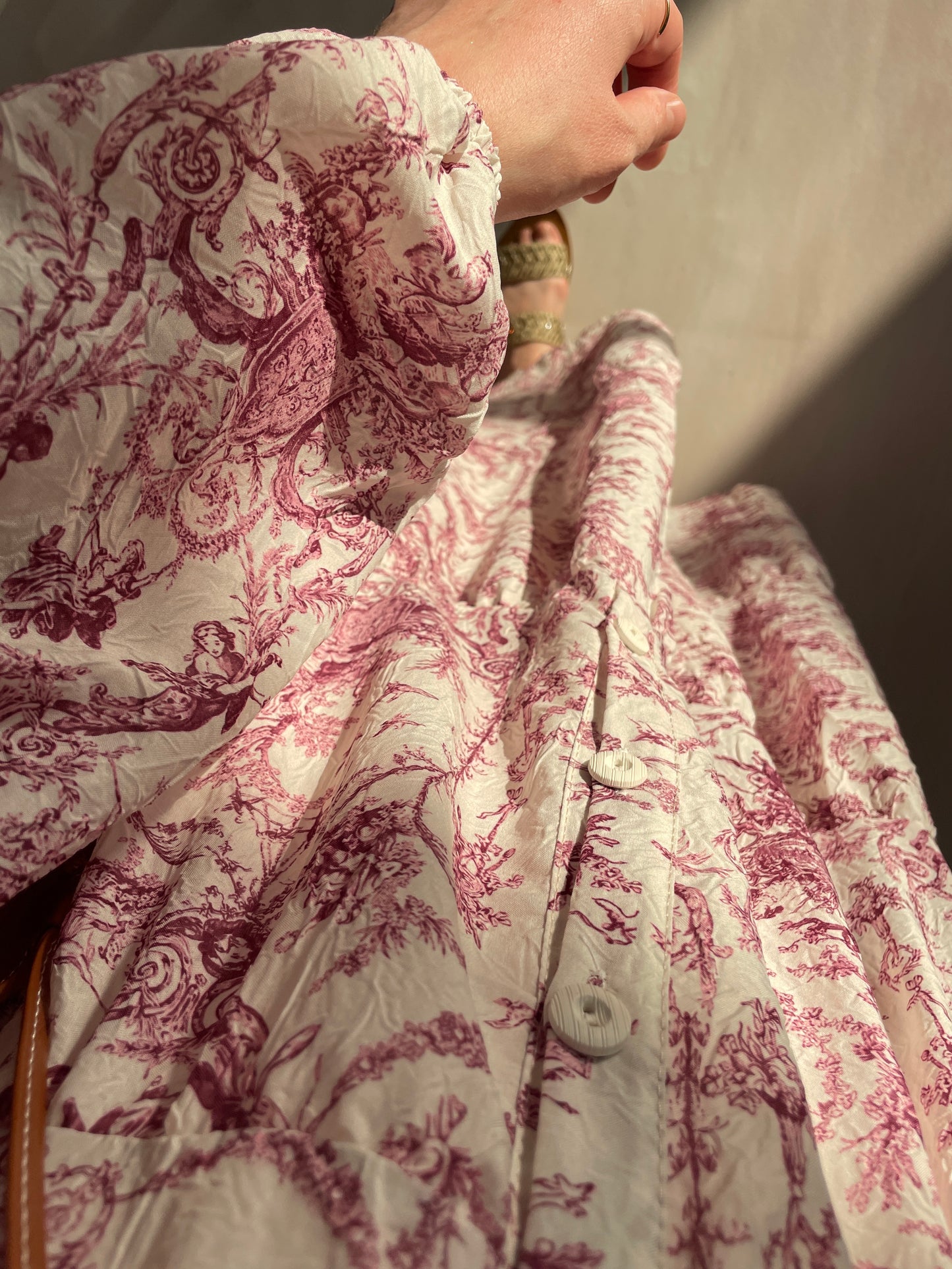 Mango Retro Desen Elbise Bordo