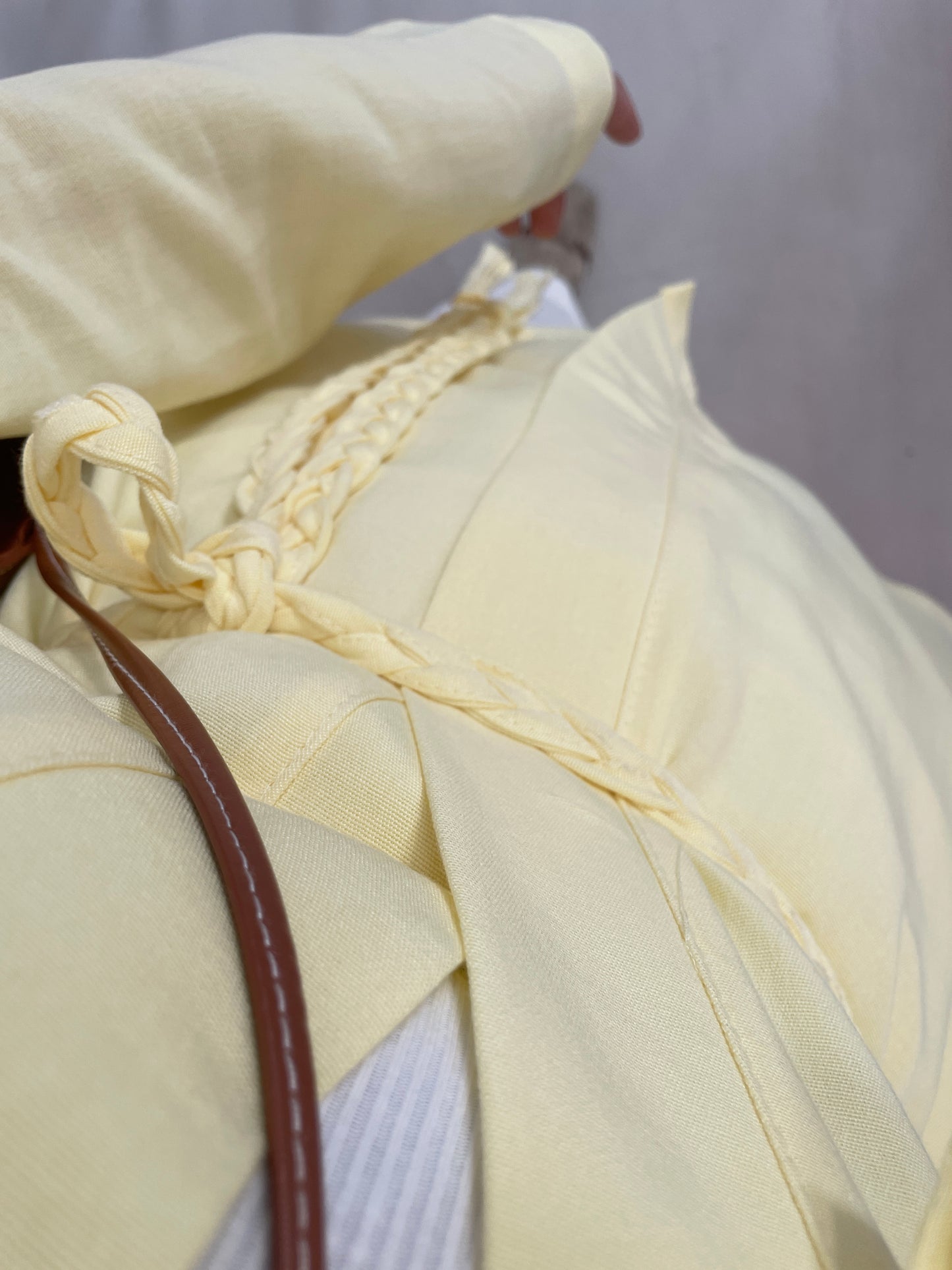 Ham Keten Örgü Kemerli Kimono Soft Sarı