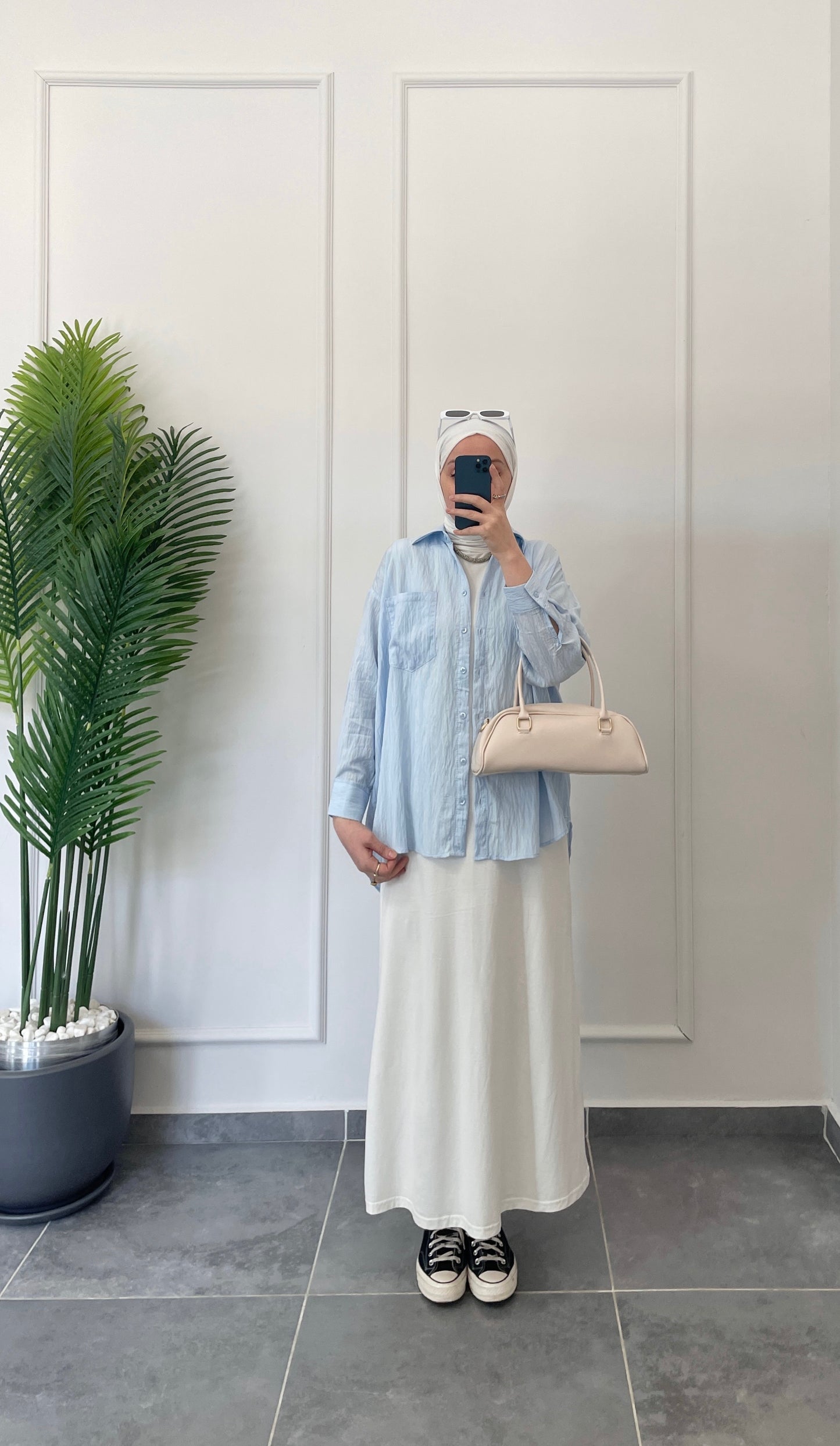 Kraş Kendinden Dokulu Gömlek-Bebe Mavi