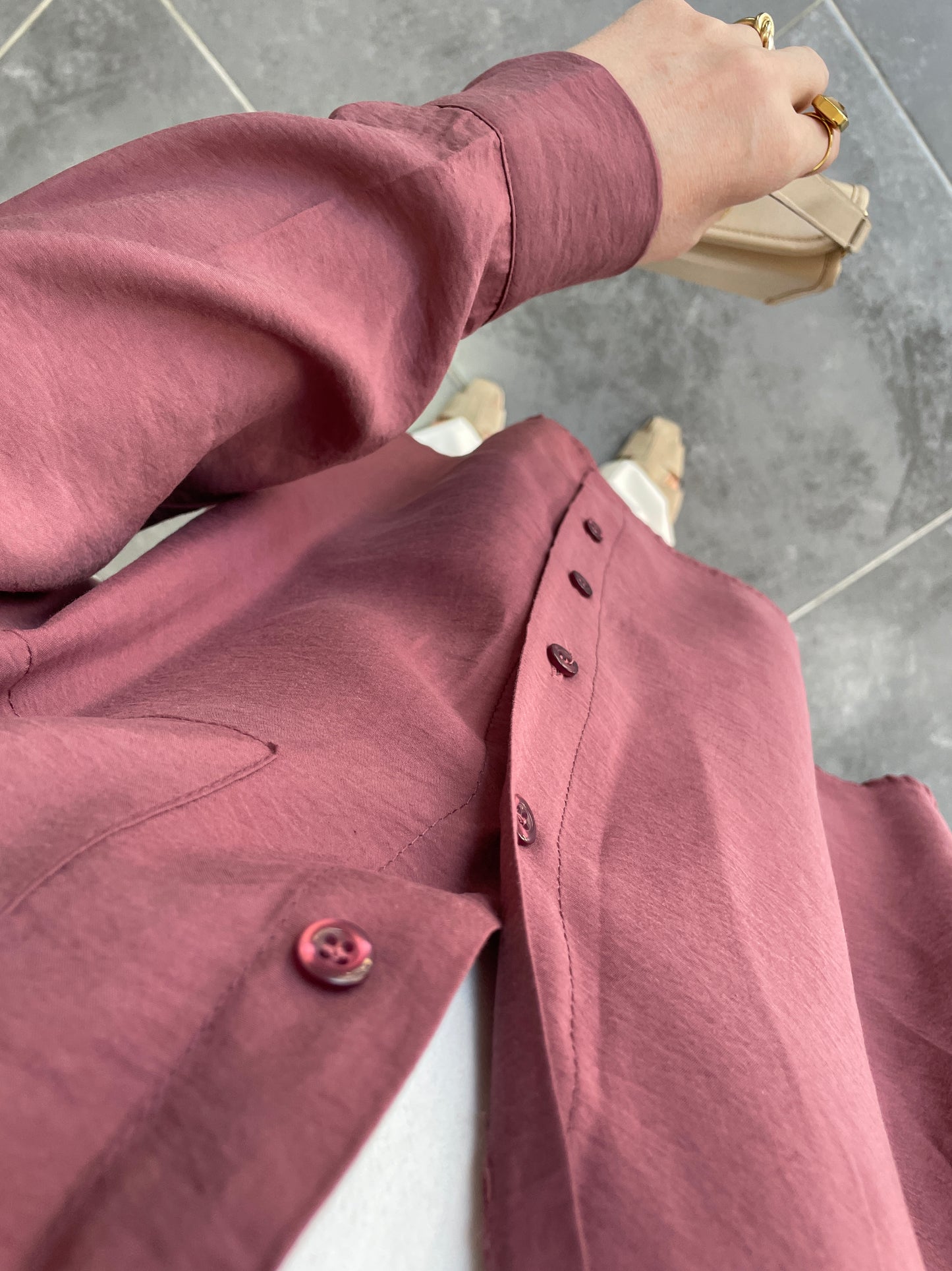 Basic Tencel Gömlek-Mürdüm