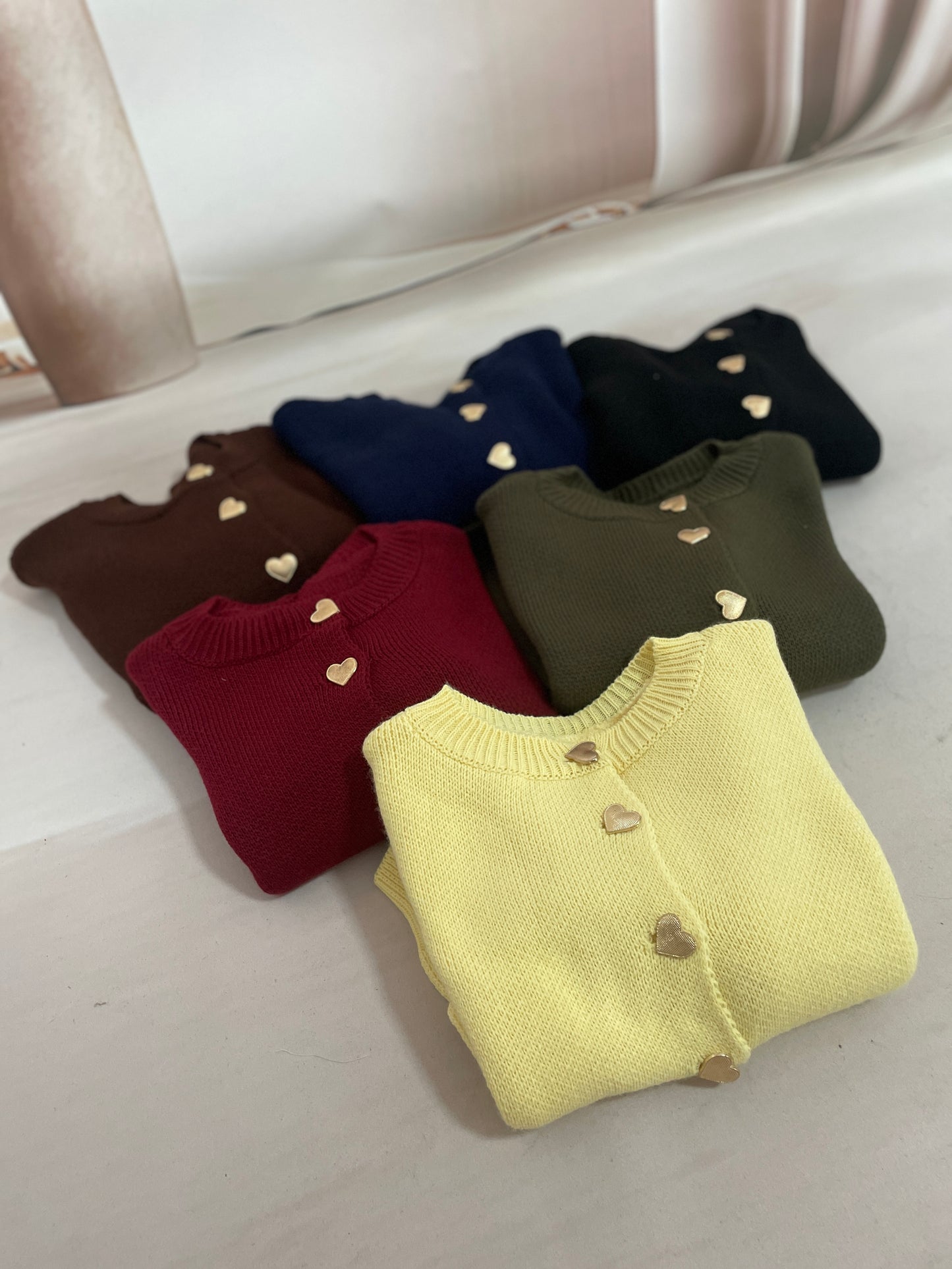 Kalp düğmeli hırka Bordo