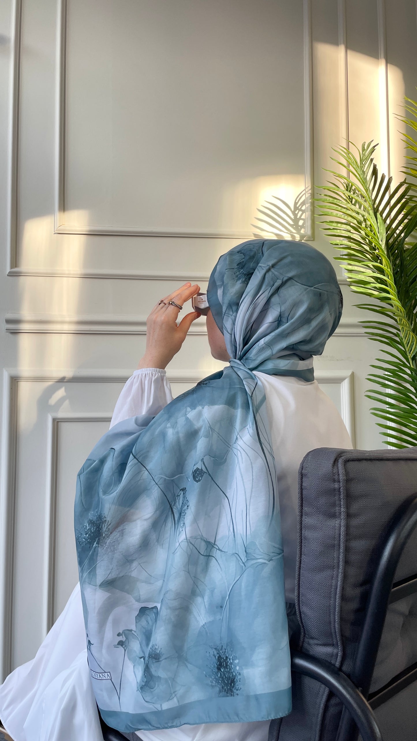 Pamuk Soft Hibiscus Şal Petrol Mavi