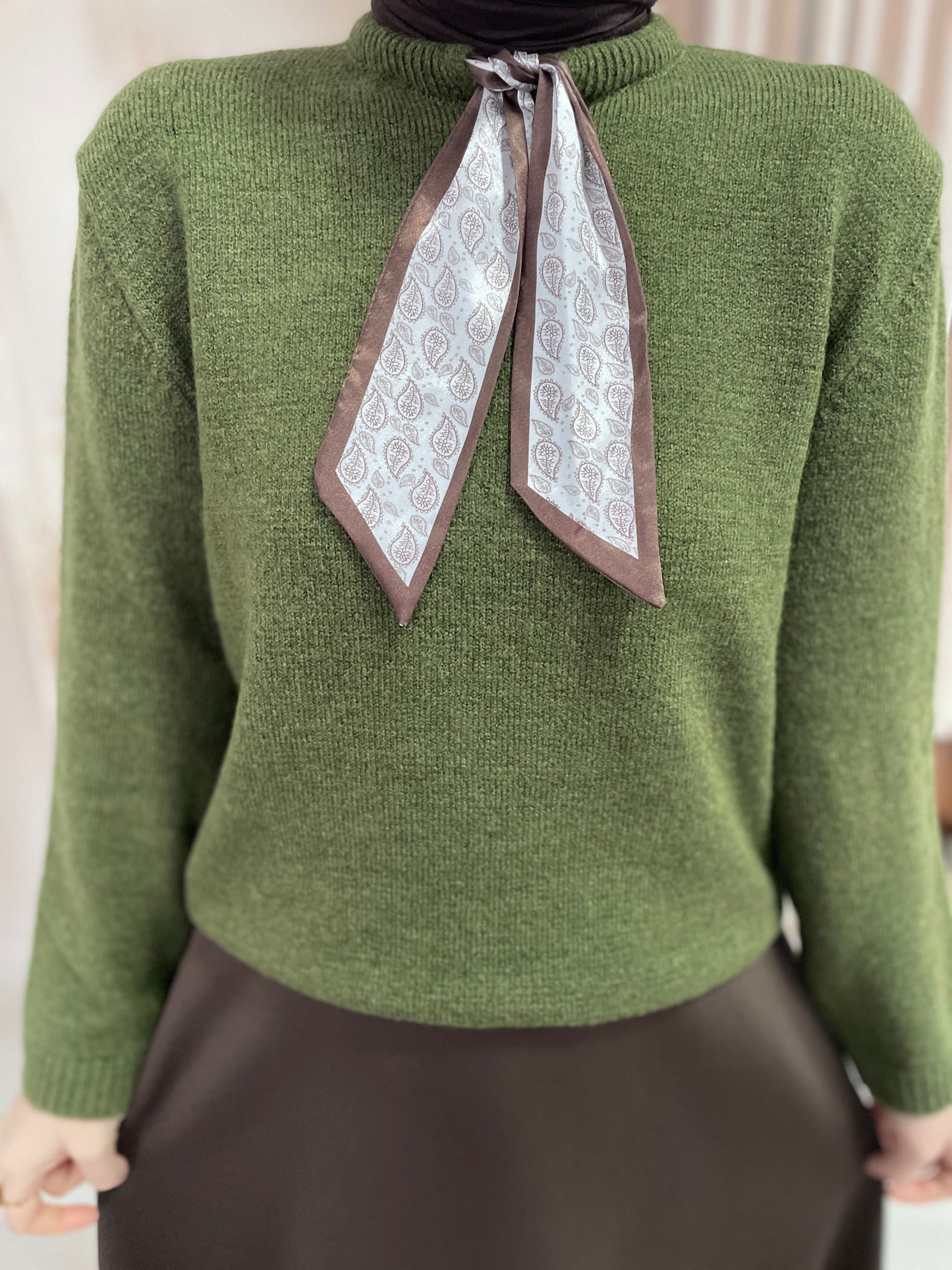 Flar Tasarım Peluş Kazak Yeşil