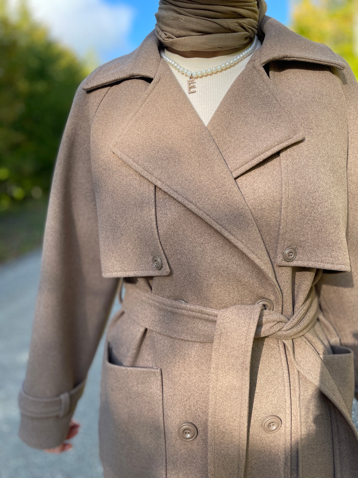 Trençkot Tasarım Premium Kaşe Kaban Vizon