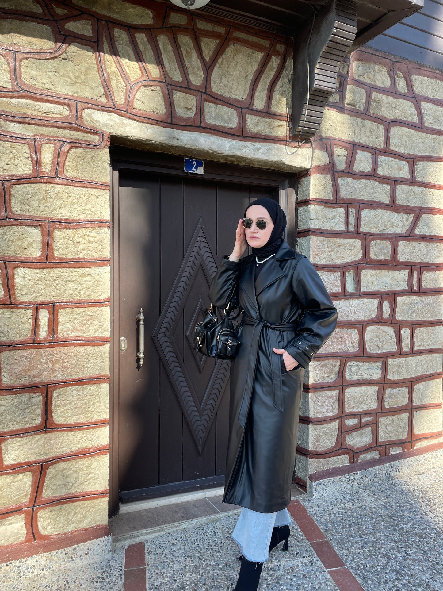 Premium Kalite Deri Trençkot Siyah