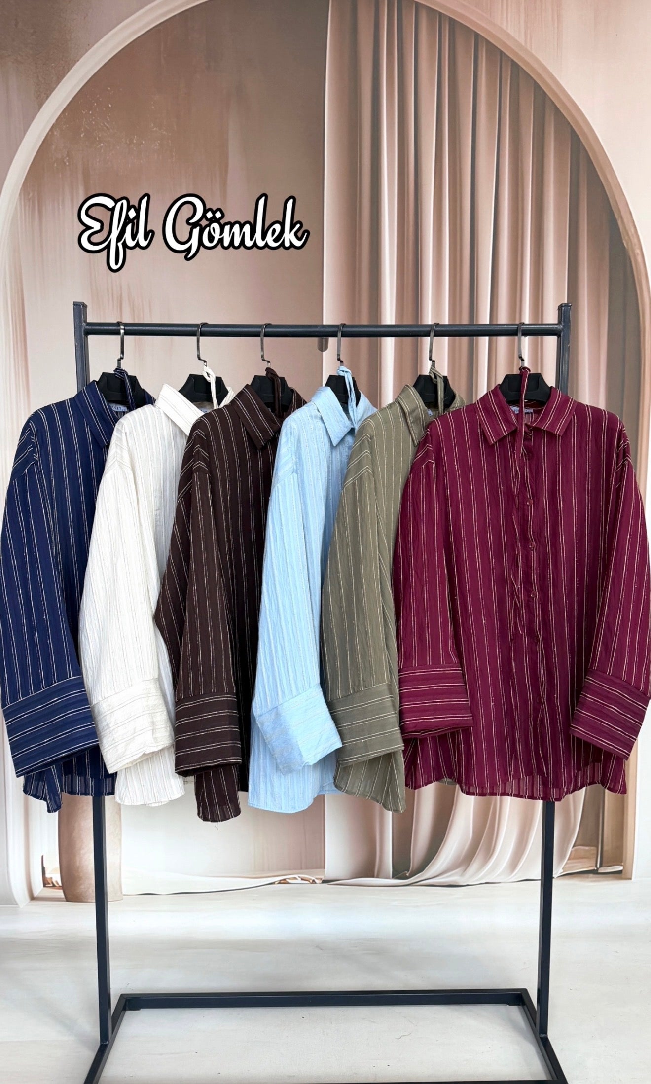 Çizgili Efil Gömlek Acı Kahve