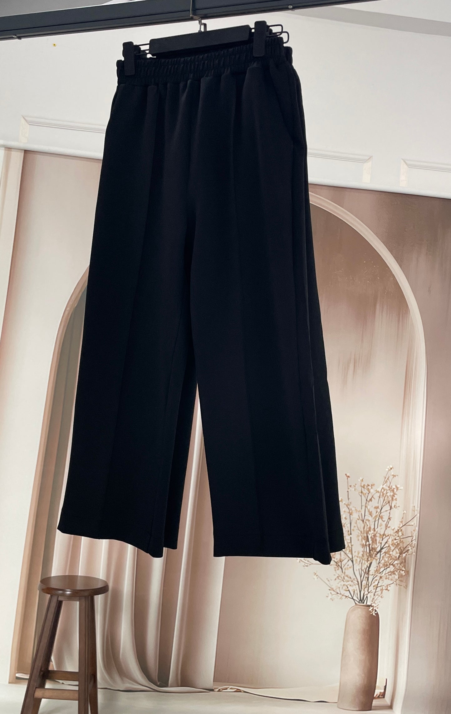 Bilek Boy Çımalı Scuba Palazzo Siyah