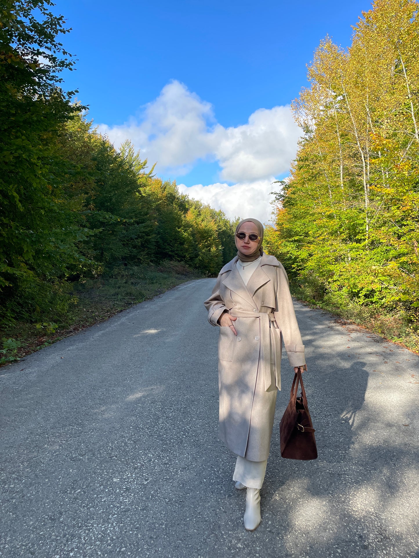 Trençkot Tasarım Premium Kaşe Kaban Bej