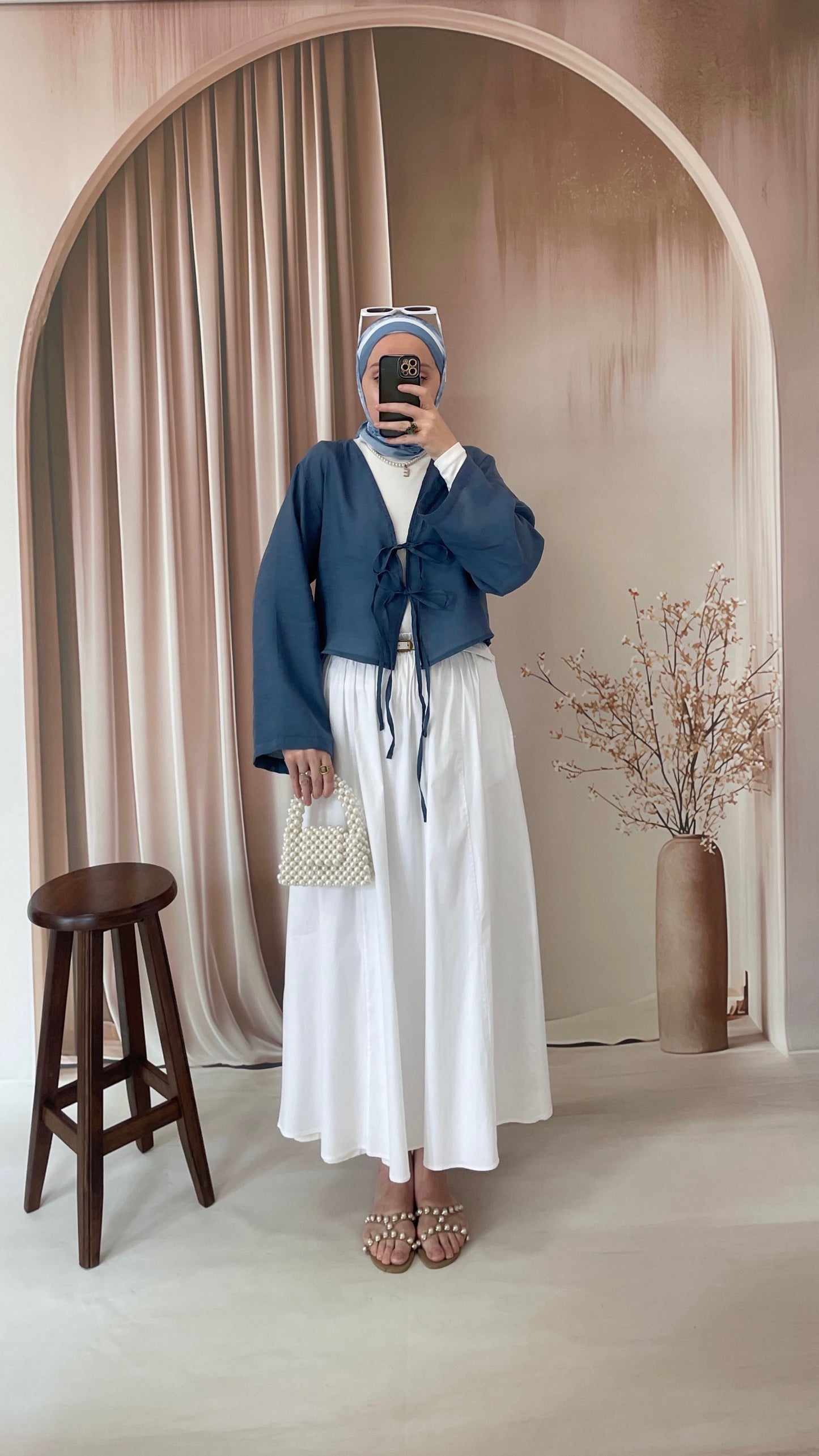 Modal Kumaş Bağcıklı Kimono İndigo