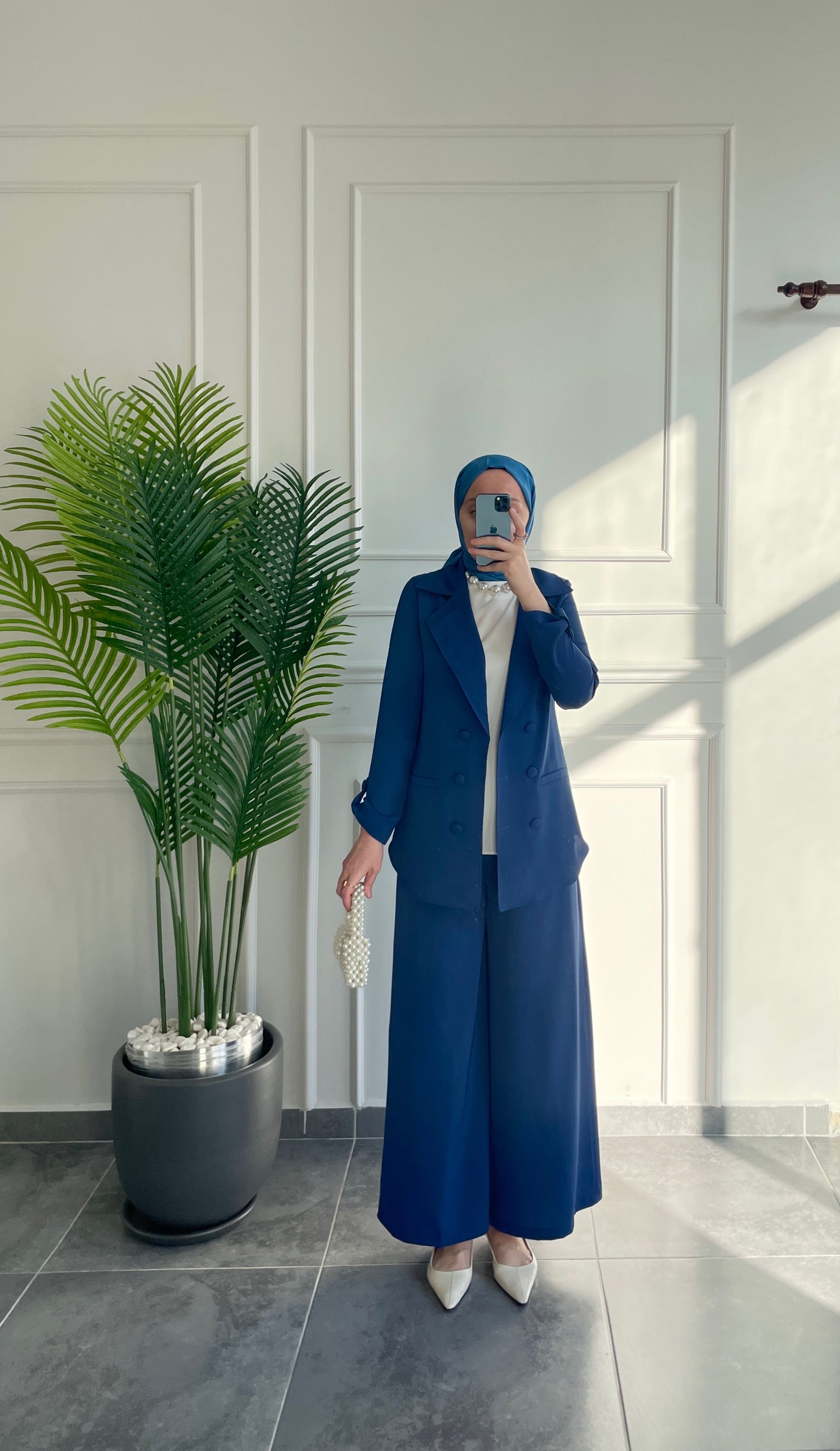 Ceket Etek Pantolon&İçlik 3’lü Takım İndigo