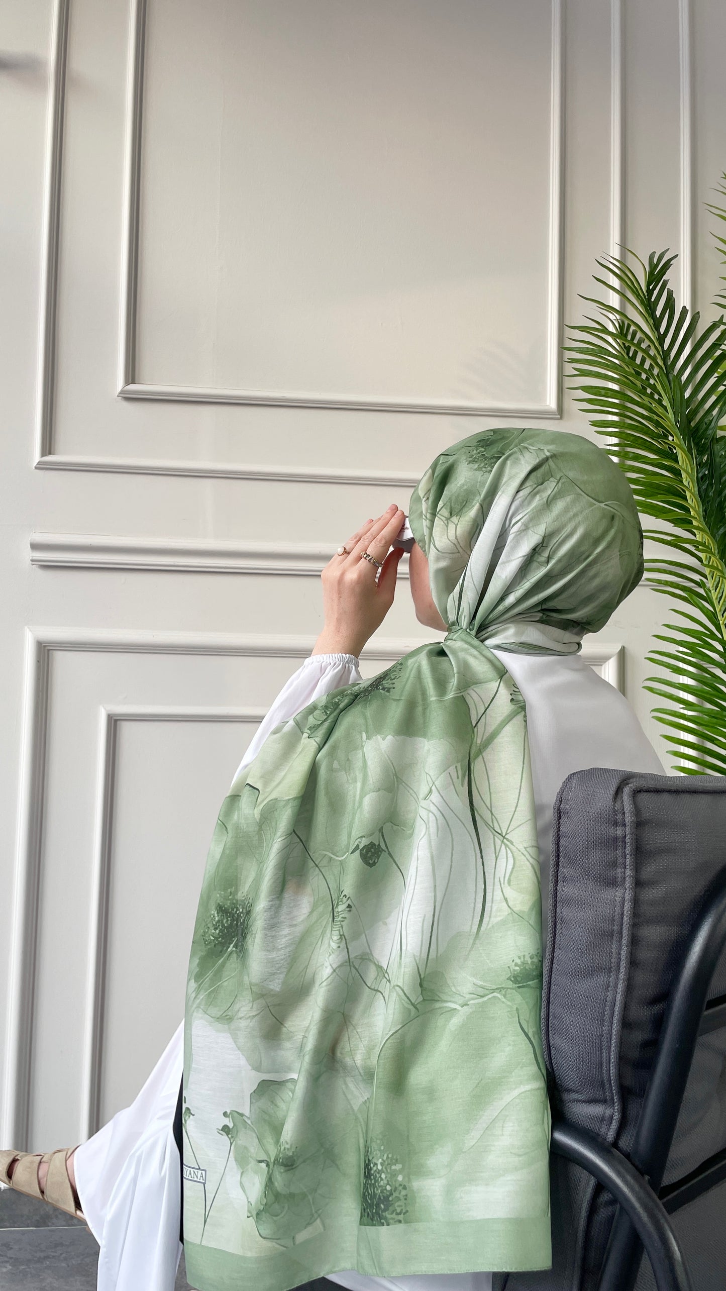 Pamuk Soft Hibiscus Şal Çağla