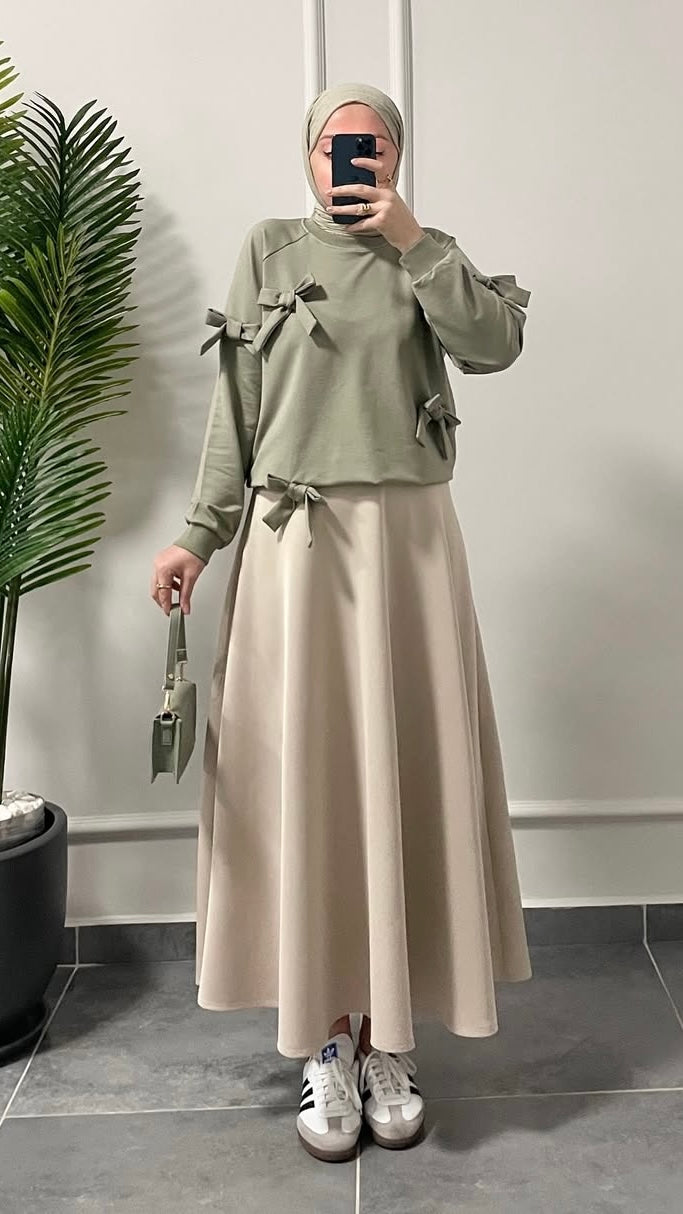 Scuba Kloş Etek-Bej