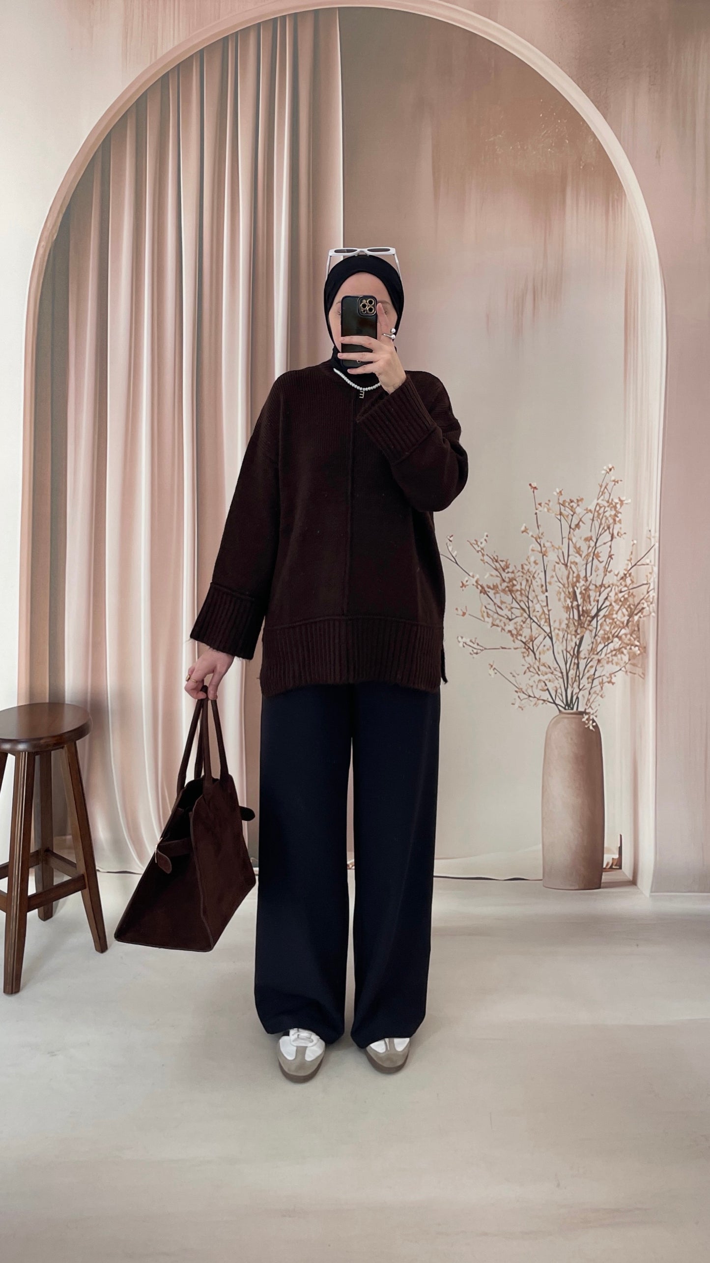 Basic Bisiklet Yaka Kazak Acı Kahve