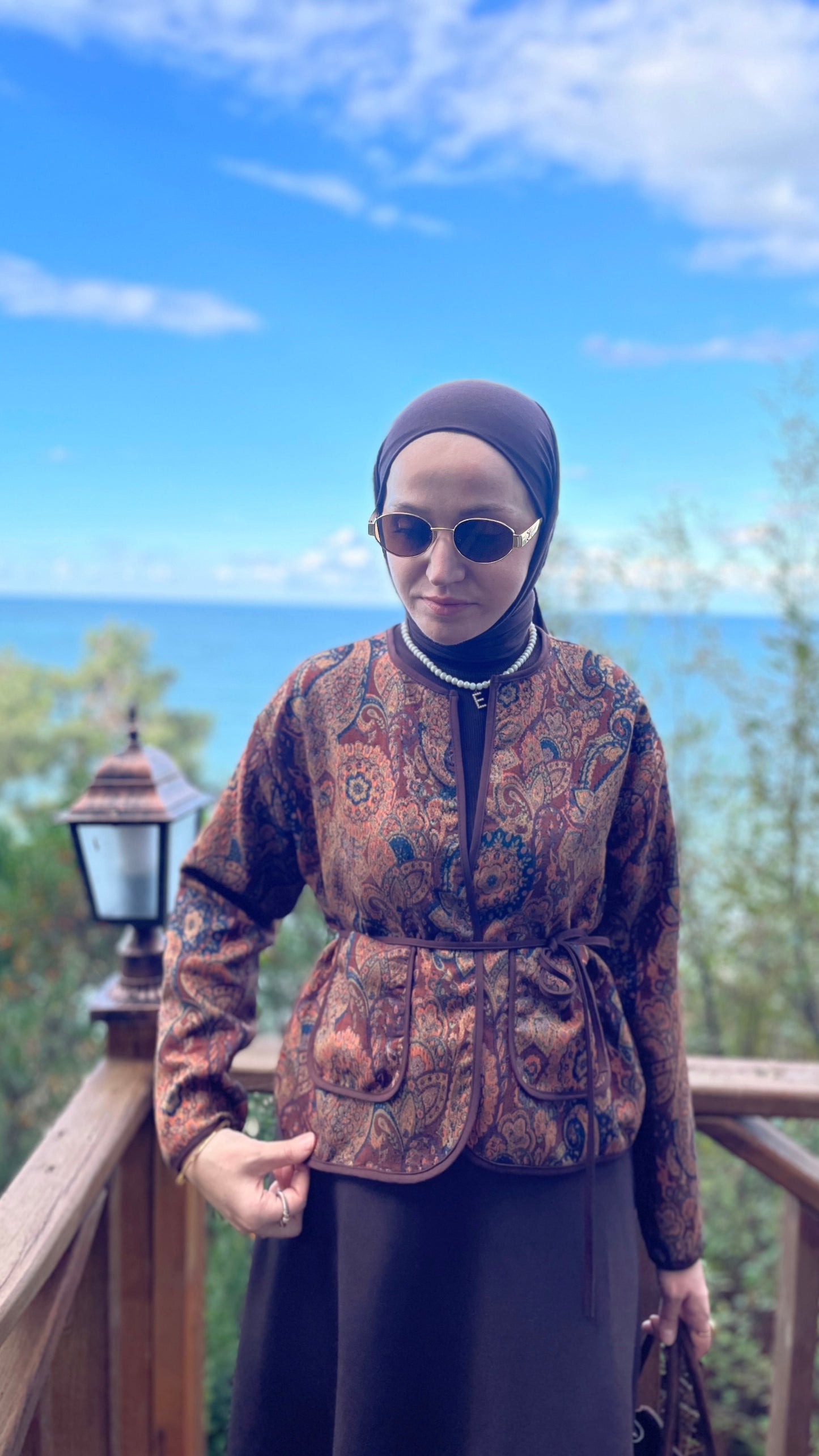 Vintage Etnik Ceket Kahve