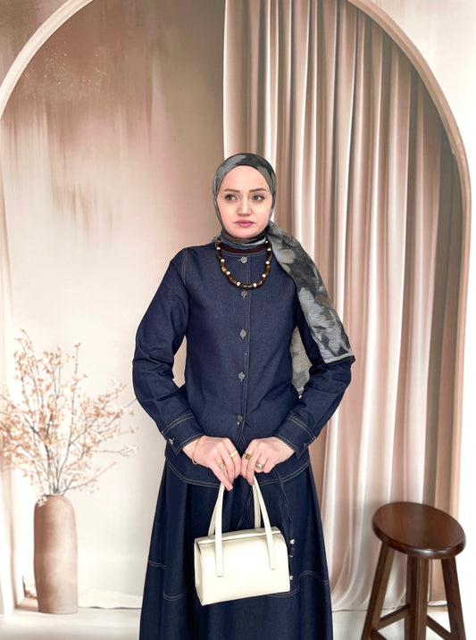 Premium Denim Etekli Takım Lacivert