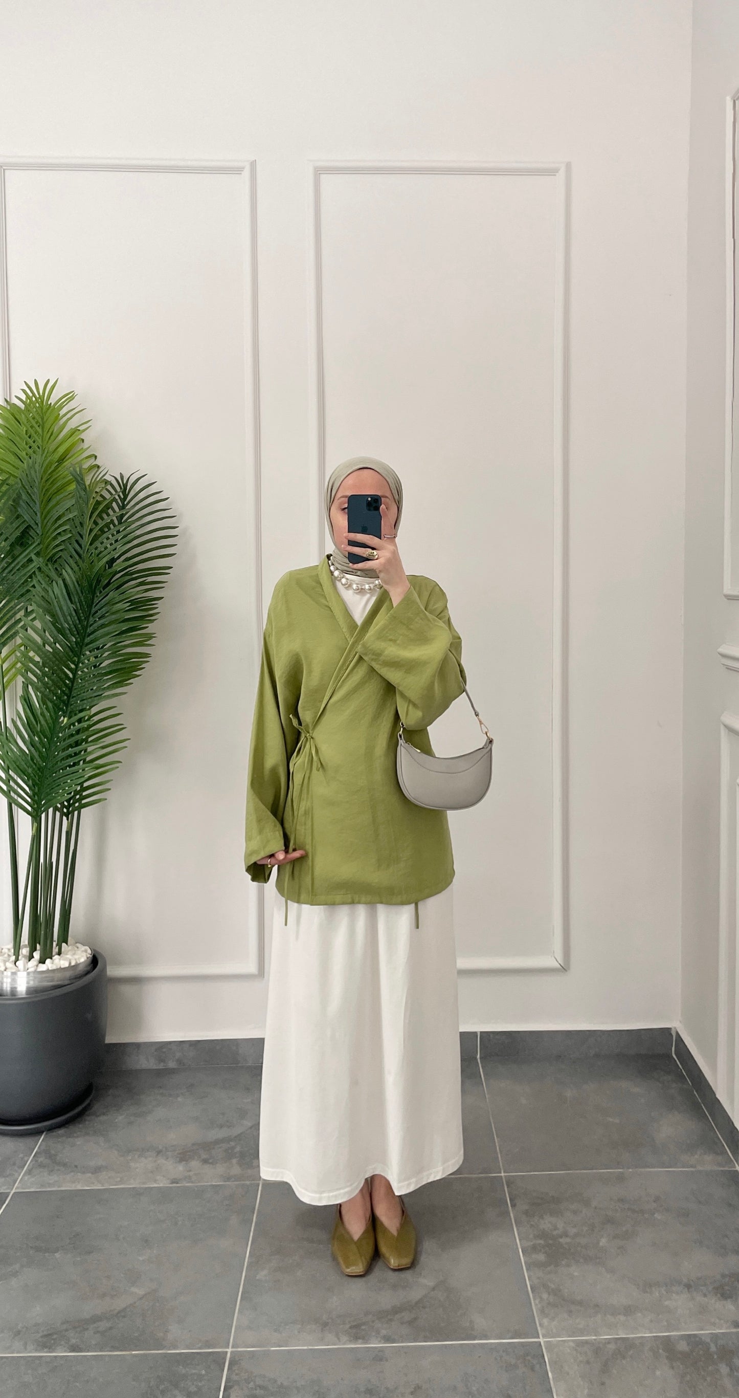 Modal Kimono Yağ Yeşili