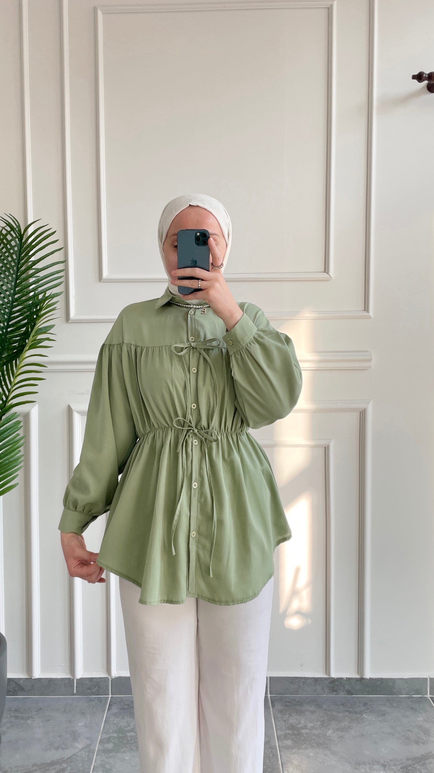 Fiyonklu Pinterest Gömlek-Çağla