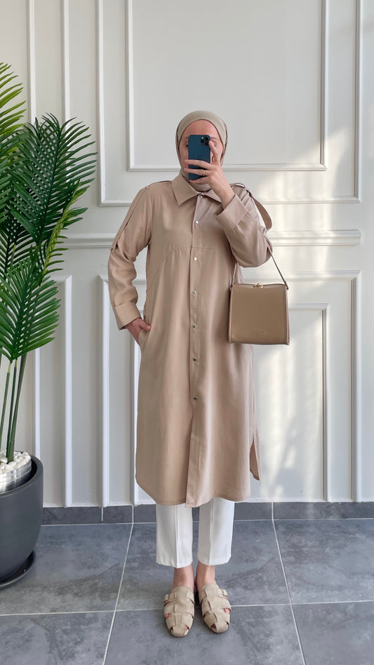 Cupra Çıtçıt Kapamalı Kap-Bej