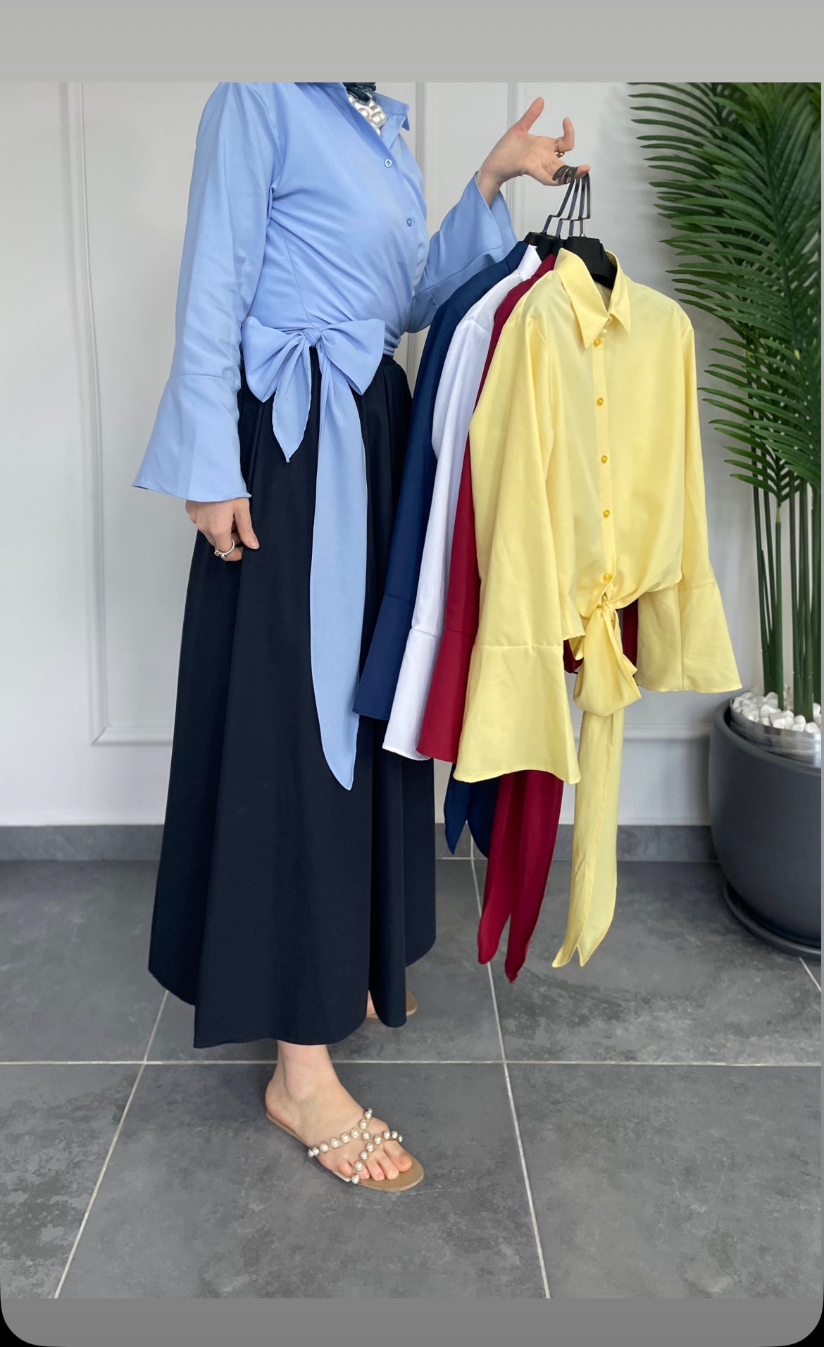 İspanyol Kol Bel Bağlamalı Gömlek-