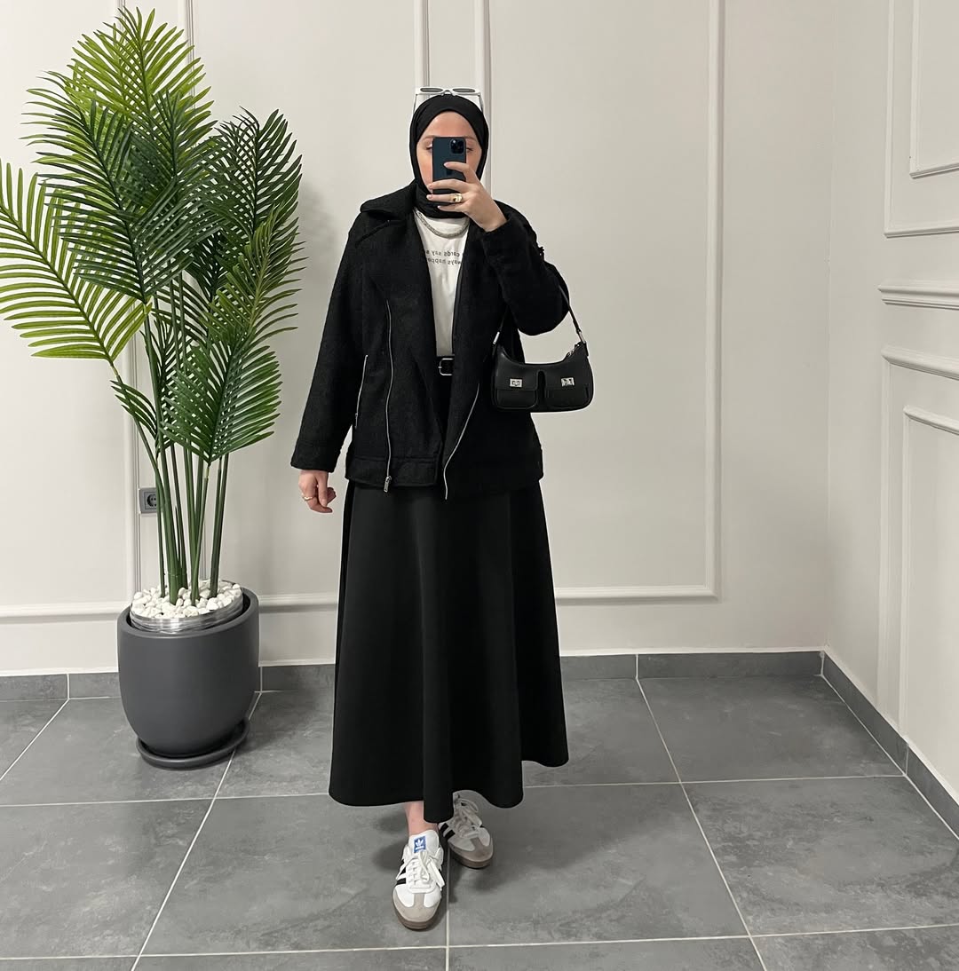 Biker kaşe ceket Siyah