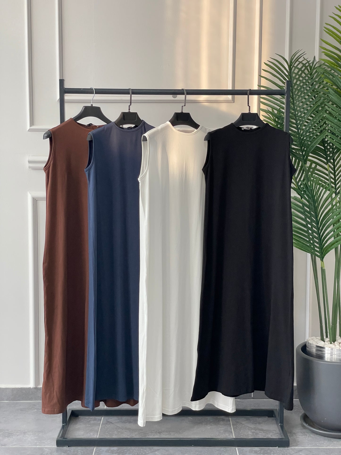 %100 Koton İçlik Elbise Kahve