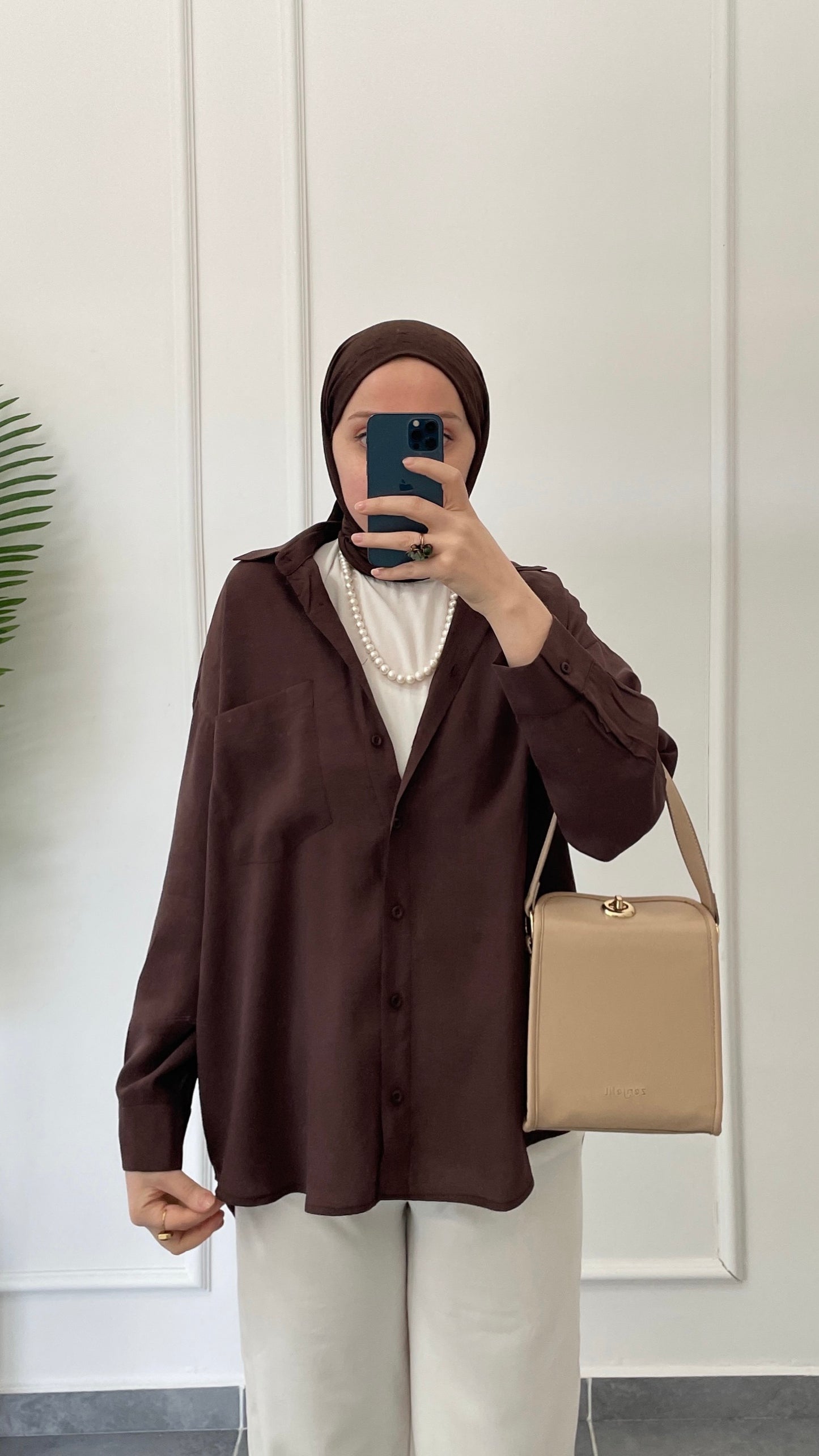 Basic Tencel Gömlek-Kahve