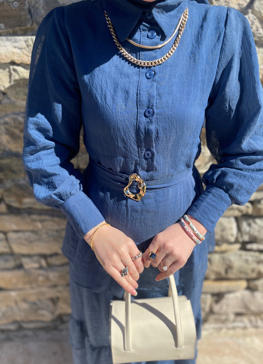 LAVİNYA Kat Kat Elbise İndigo