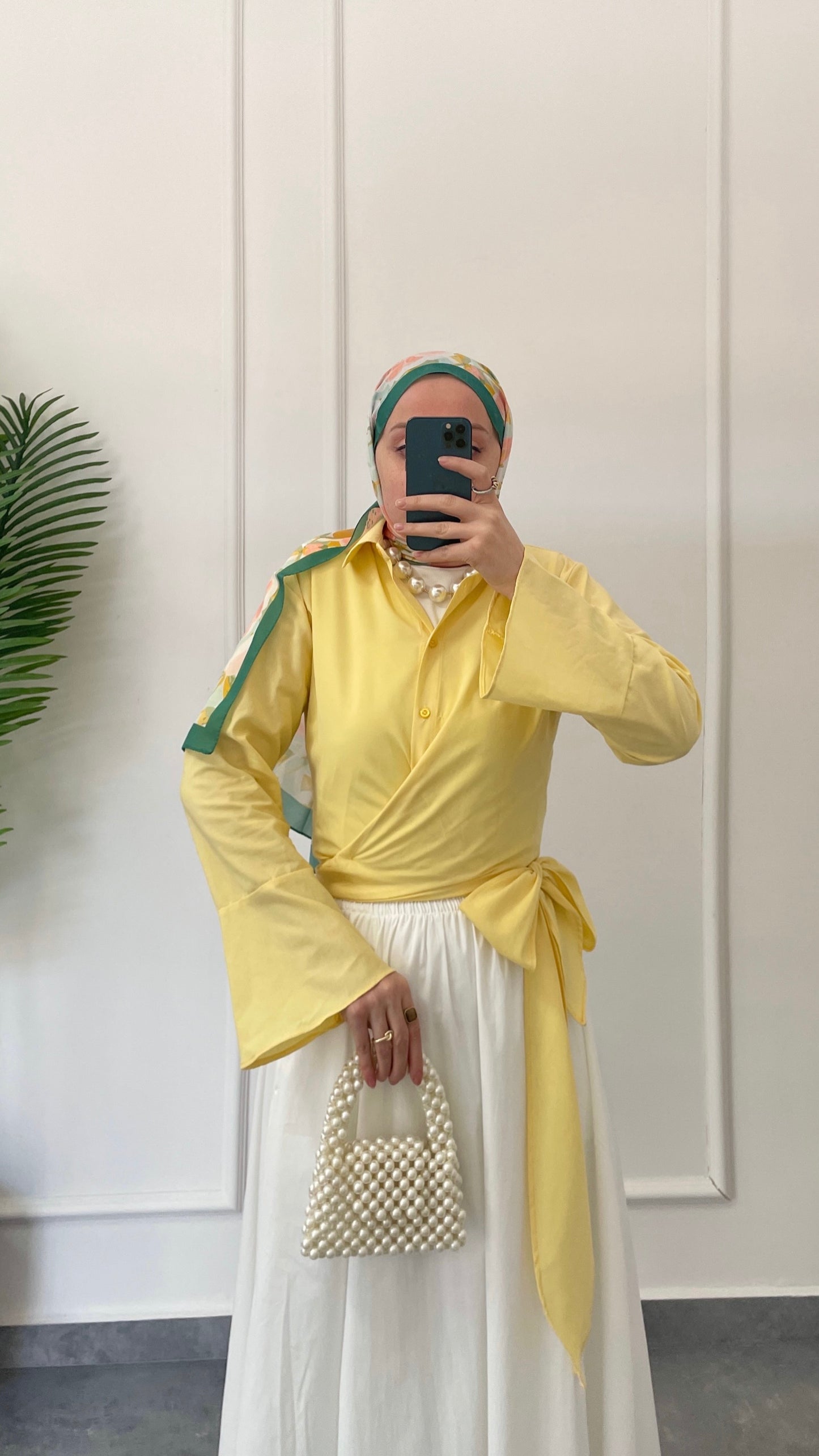 İspanyol Kol Bel Bağlamalı Gömlek-Sarı