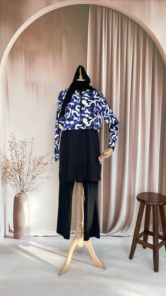 Premium Tesettür Mayo Mavi Desen