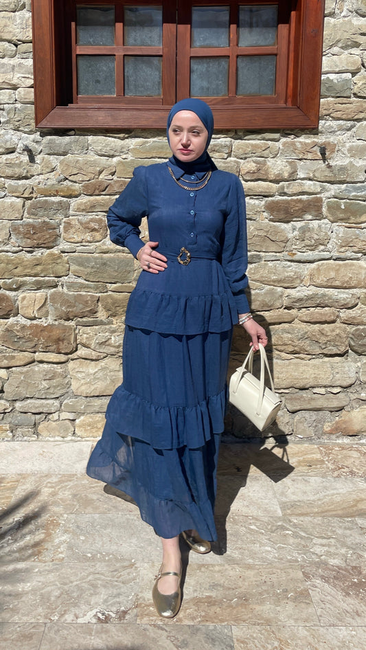 LAVİNYA Kat Kat Elbise İndigo