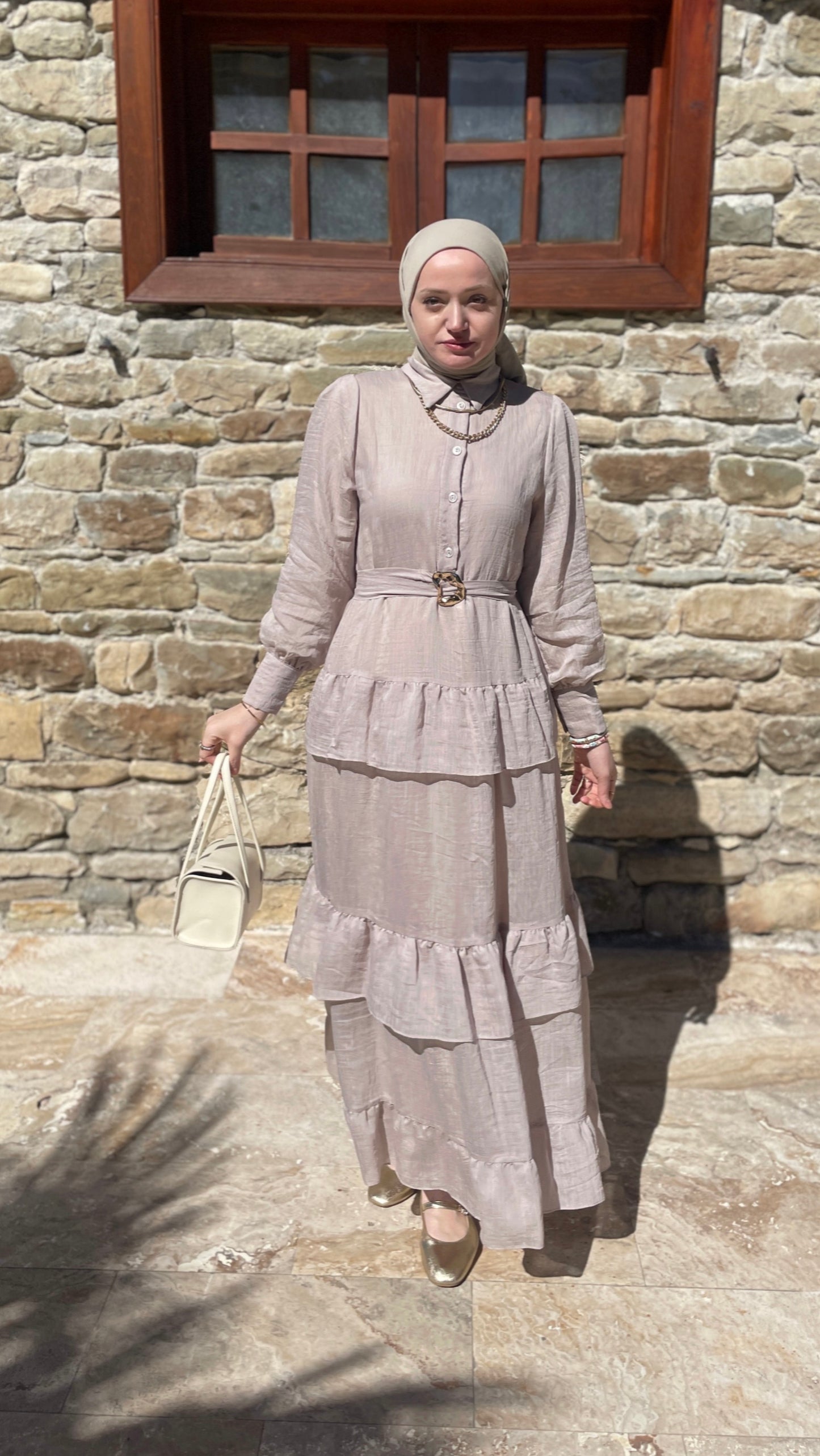 LAVİNYA Kat Kat Elbise Taş