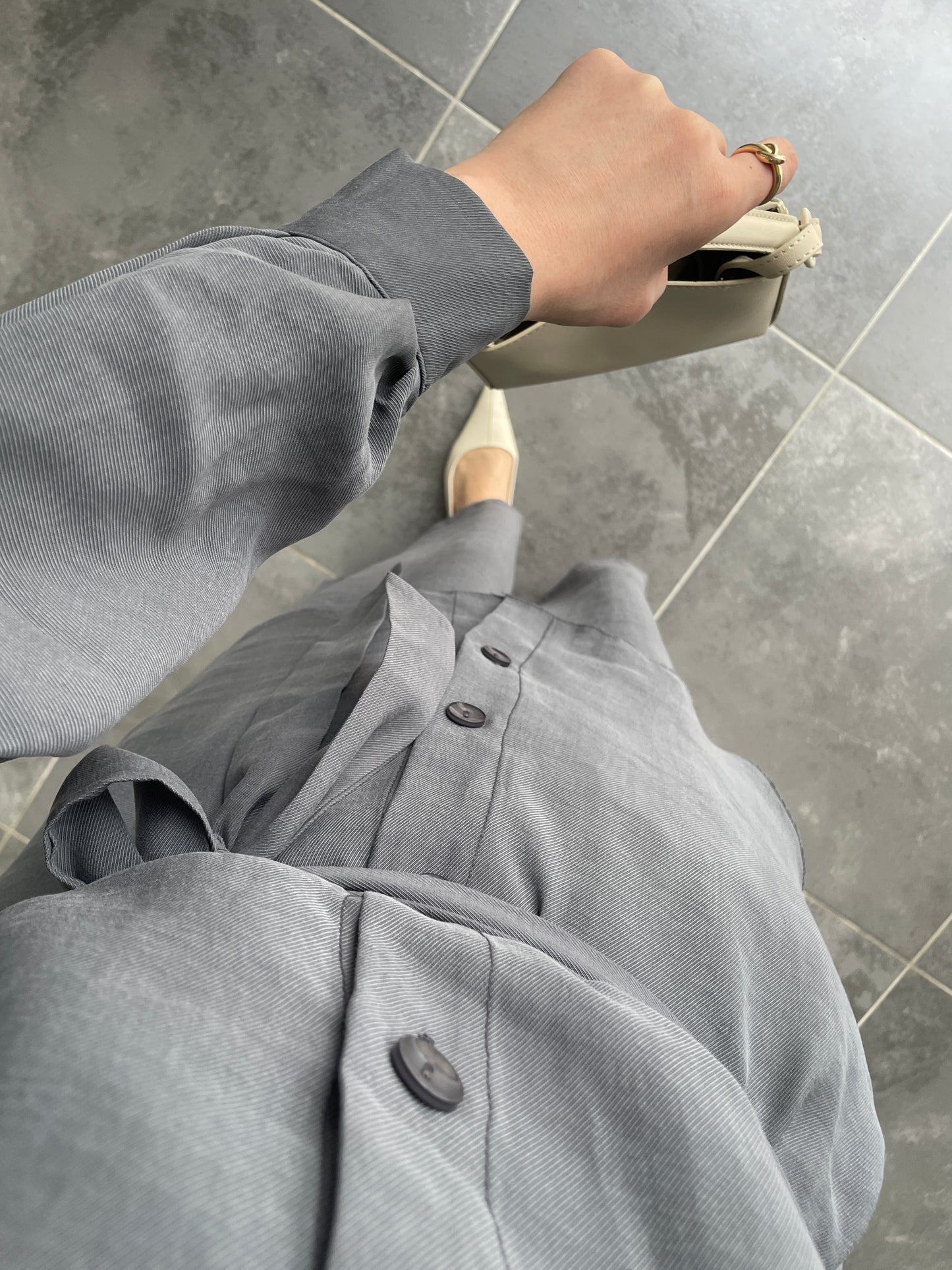 Tencel Keten Etek Pantolonlu Takım Antrasit