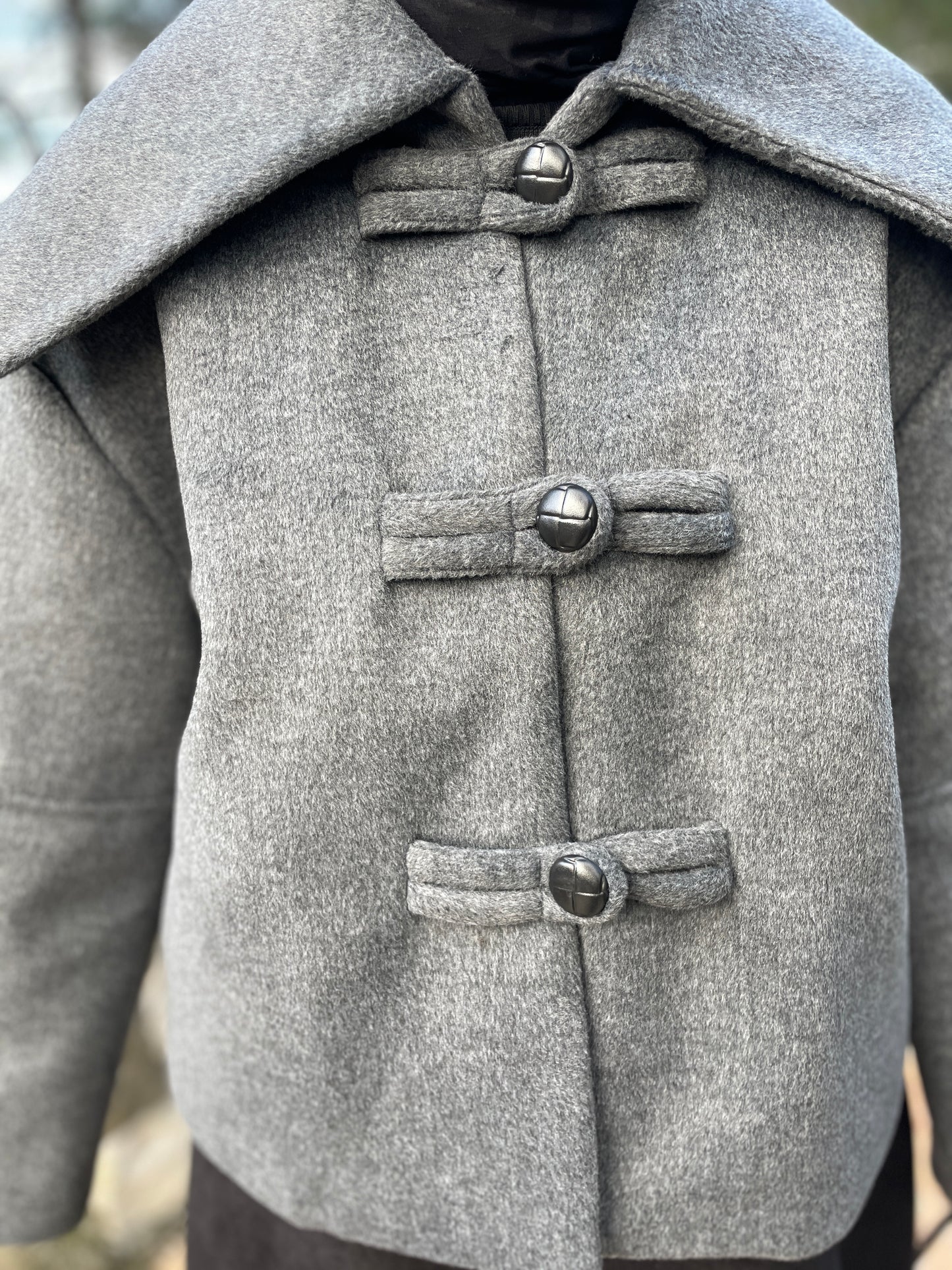 Geniş Yakalı Teddy Kısa Kaban Antrasit